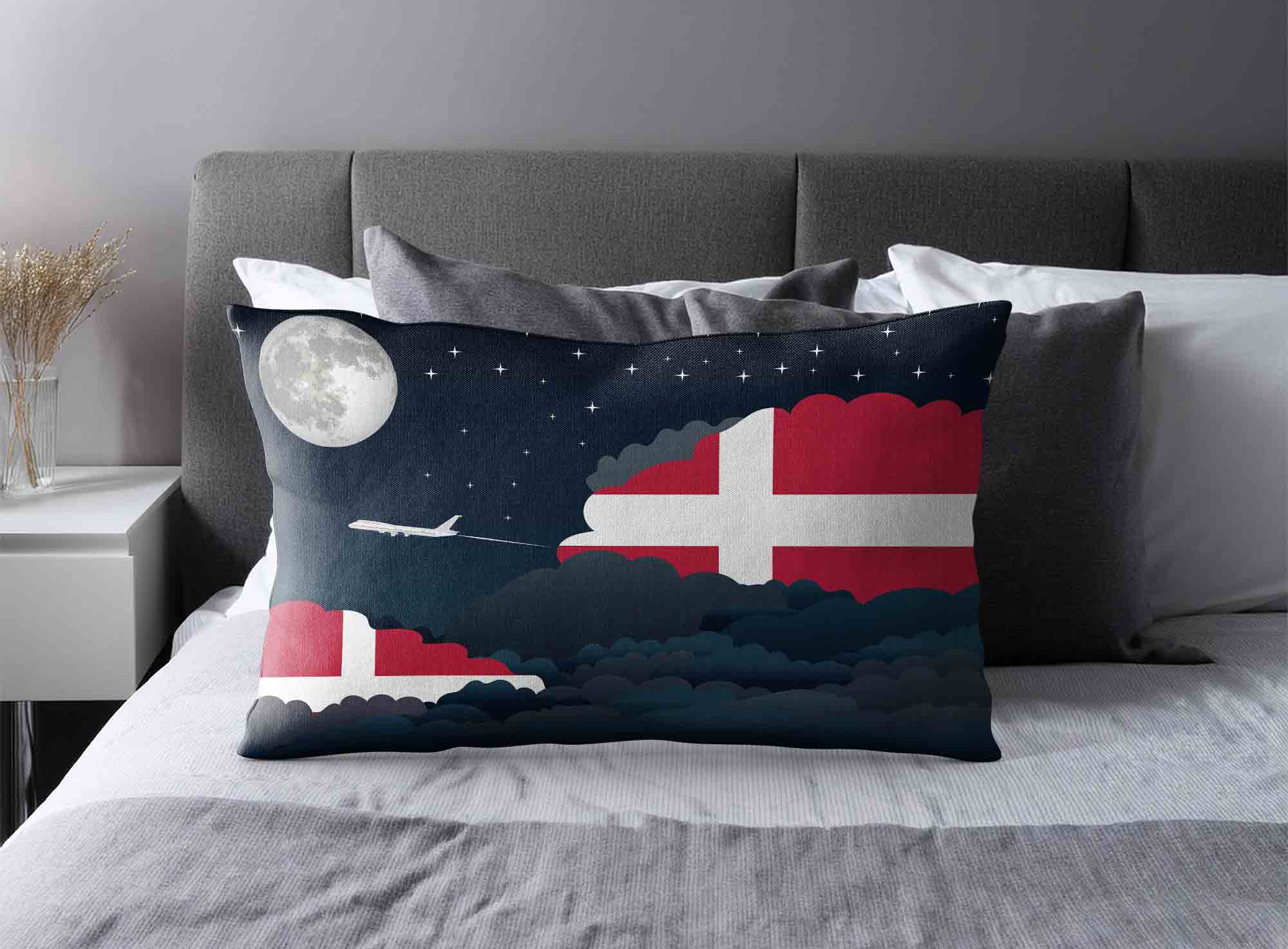 Denmark World Airplane Night Clouds Square & Rectangle Pillow Cases | Aviation Night Sky Decorative Throw Pillow Covers image 2