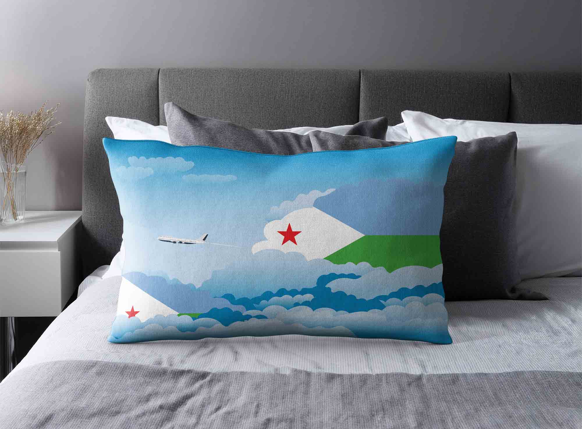 Djibouti World Airplane Day Clouds Square & Rectangle Pillow Cases | Aviation Sky Travel Decorative Throw Pillow Covers image 2