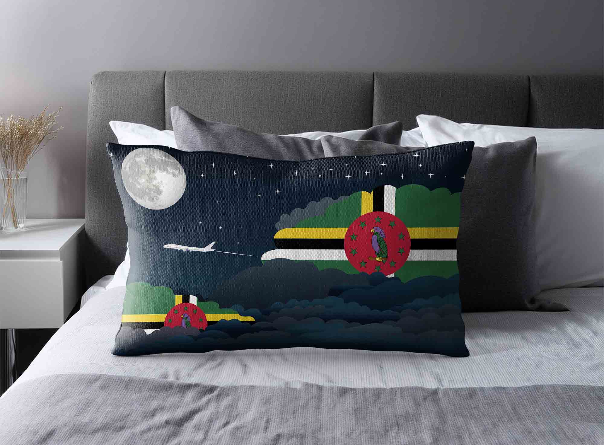 Dominica World Airplane Night Clouds Square & Rectangle Pillow Cases | Aviation Night Sky Decorative Throw Pillow Covers image 2