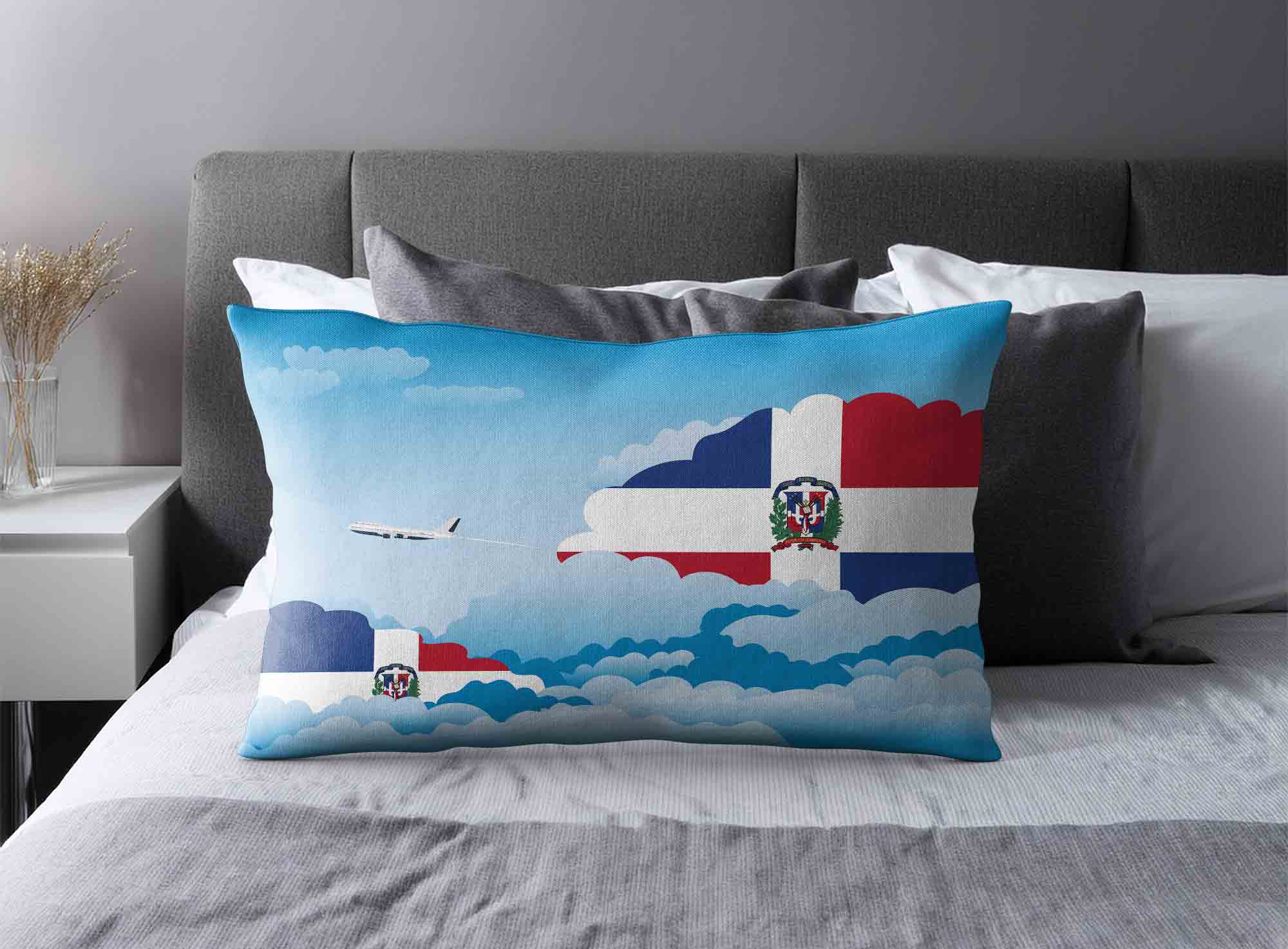 Dominican Republic World Airplane Day Clouds Square & Rectangle Pillow Cases | Aviation Sky Travel Decorative Throw Pillow Covers image 2