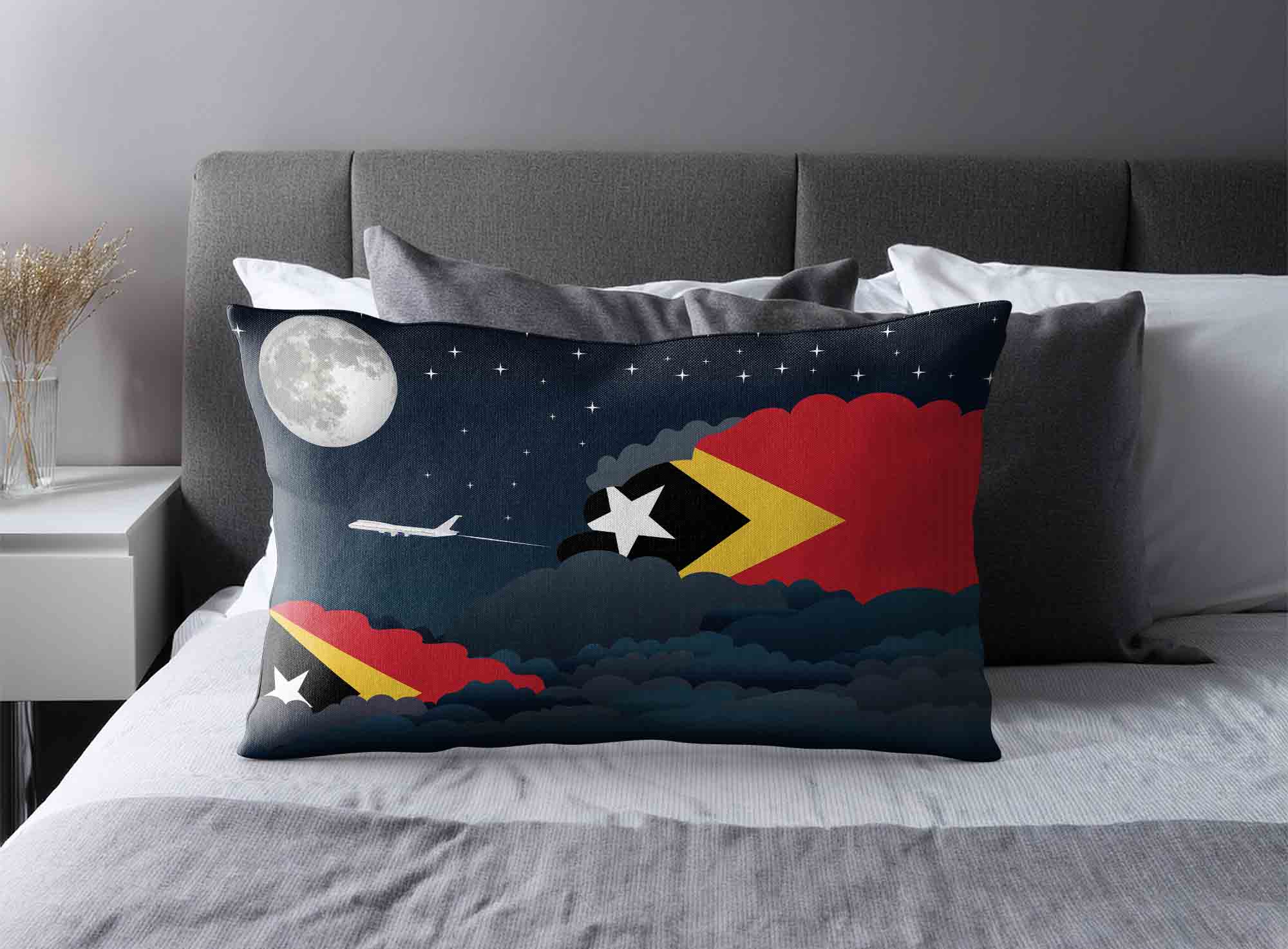 East Timor World Airplane Night Clouds Square & Rectangle Pillow Cases | Aviation Night Sky Decorative Throw Pillow Covers image 2