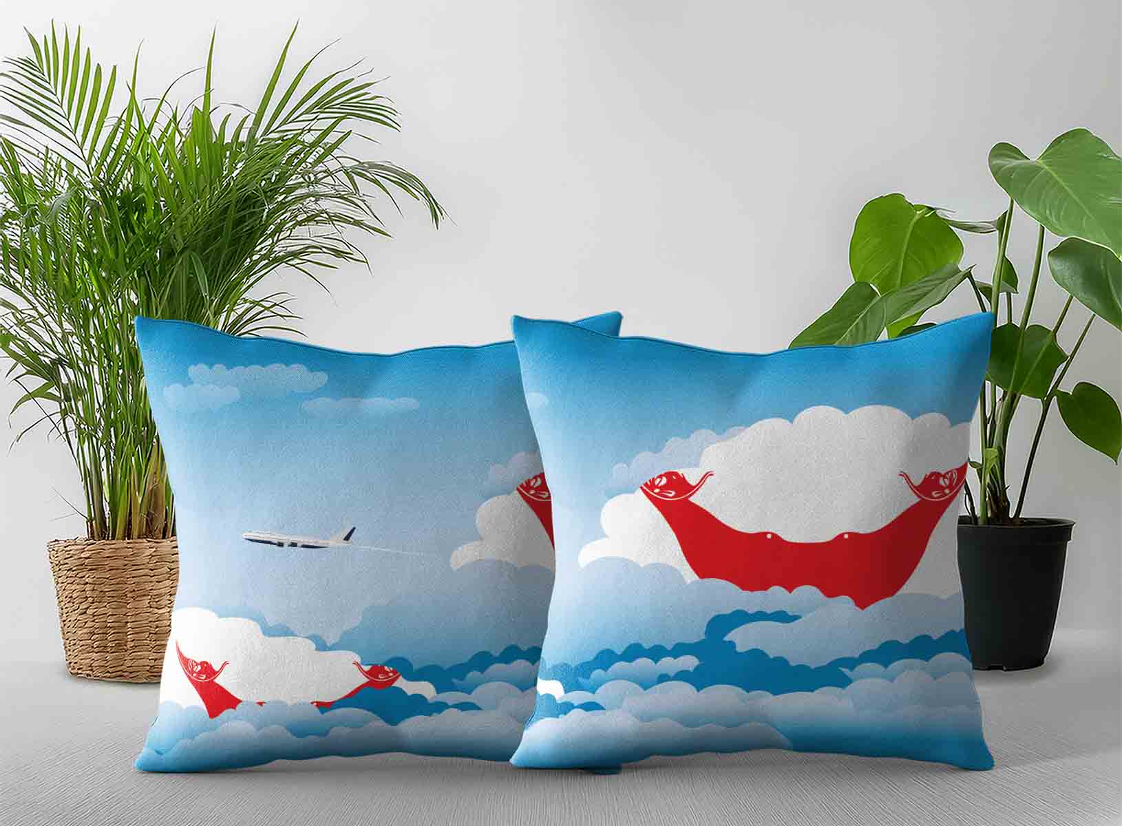 Easter Island Rapa Nui World Airplane Day Clouds Square & Rectangle Pillow Cases | Aviation Sky Travel Decorative Throw Pillow Covers