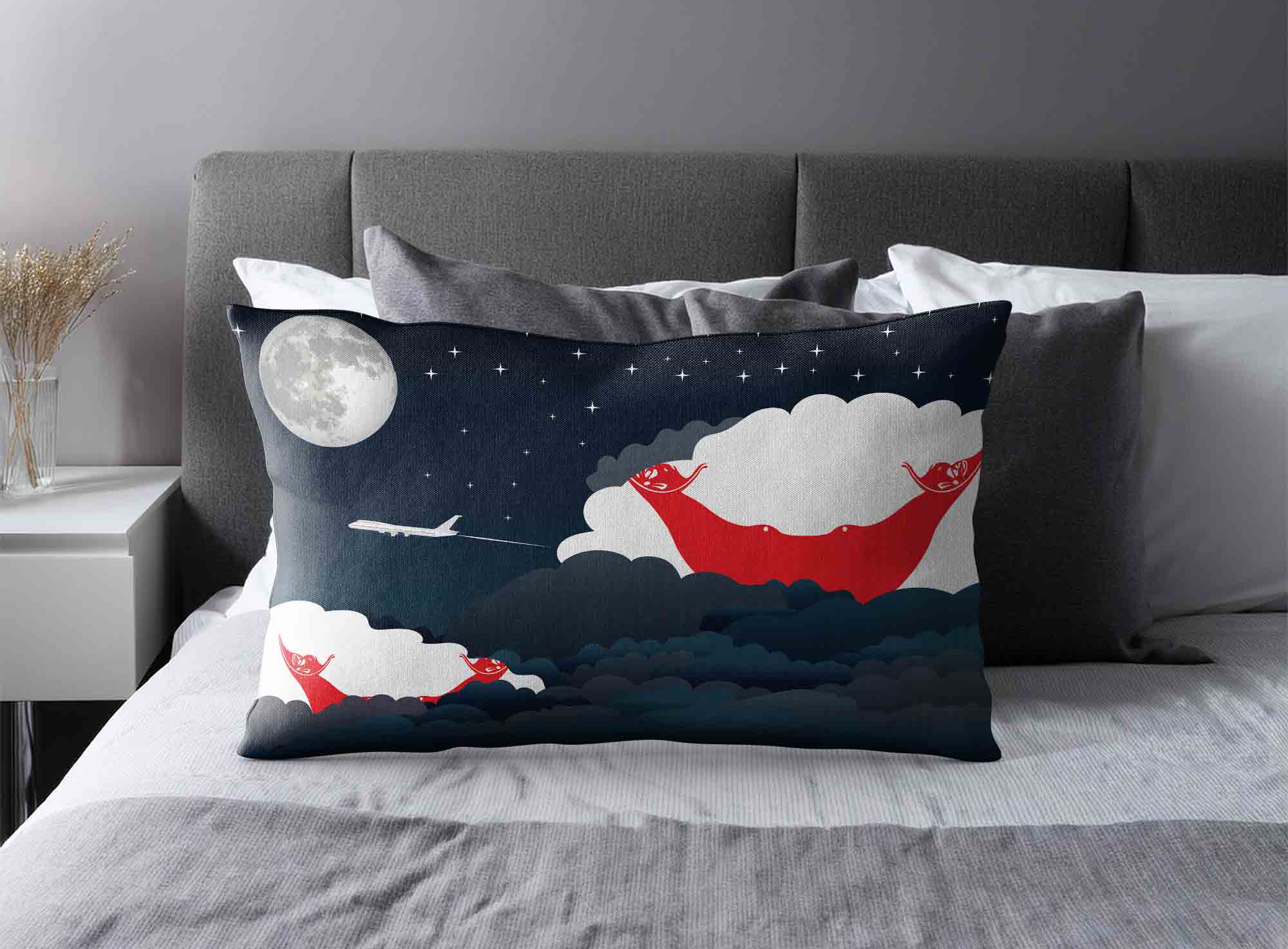 Easter Island Rapa Nui World Airplane Night Clouds Square & Rectangle Pillow Cases | Aviation Night Sky Decorative Throw Pillow Covers image 2