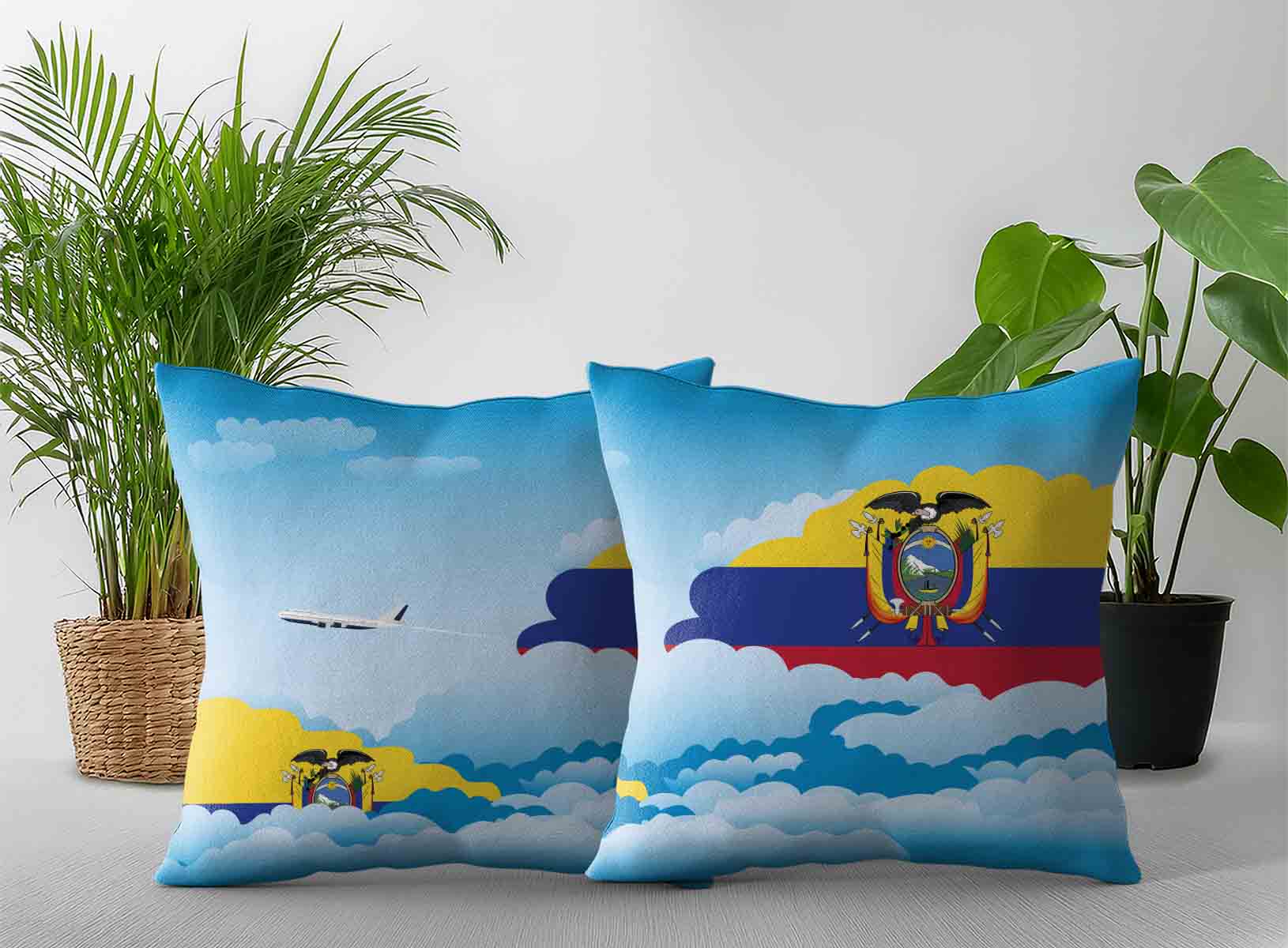 Ecuador World Airplane Day Clouds Square & Rectangle Pillow Cases | Aviation Sky Travel Decorative Throw Pillow Covers