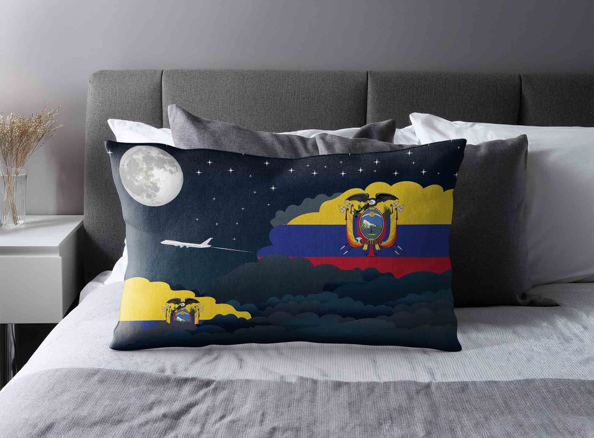 Ecuador World Airplane Night Clouds Square & Rectangle Pillow Cases | Aviation Night Sky Decorative Throw Pillow Covers image 2