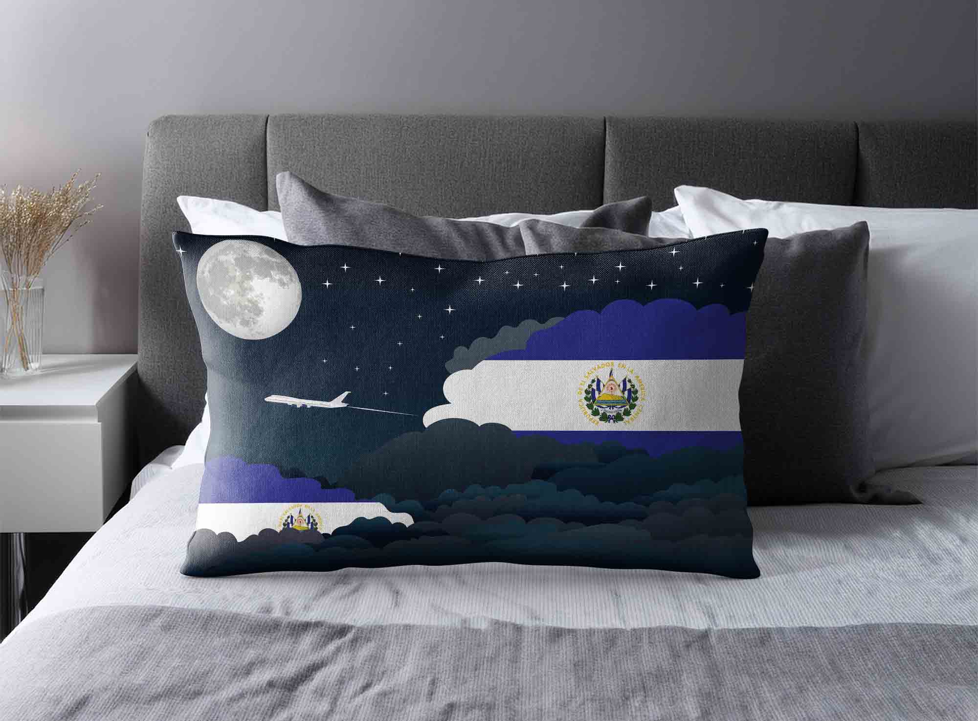 El Salvador World Airplane Night Clouds Square & Rectangle Pillow Cases | Aviation Night Sky Decorative Throw Pillow Covers image 2