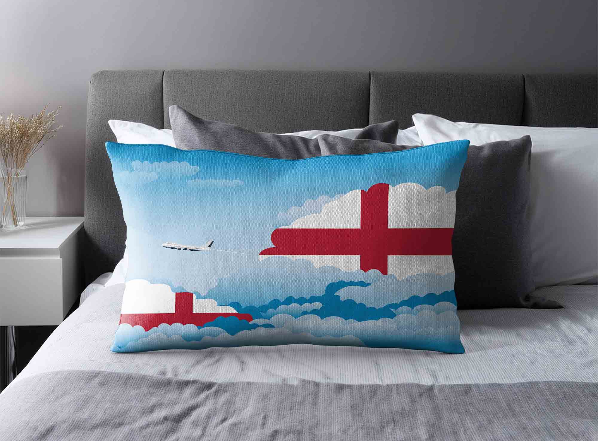 England World Airplane Day Clouds Square & Rectangle Pillow Cases | Aviation Sky Travel Decorative Throw Pillow Covers image 2