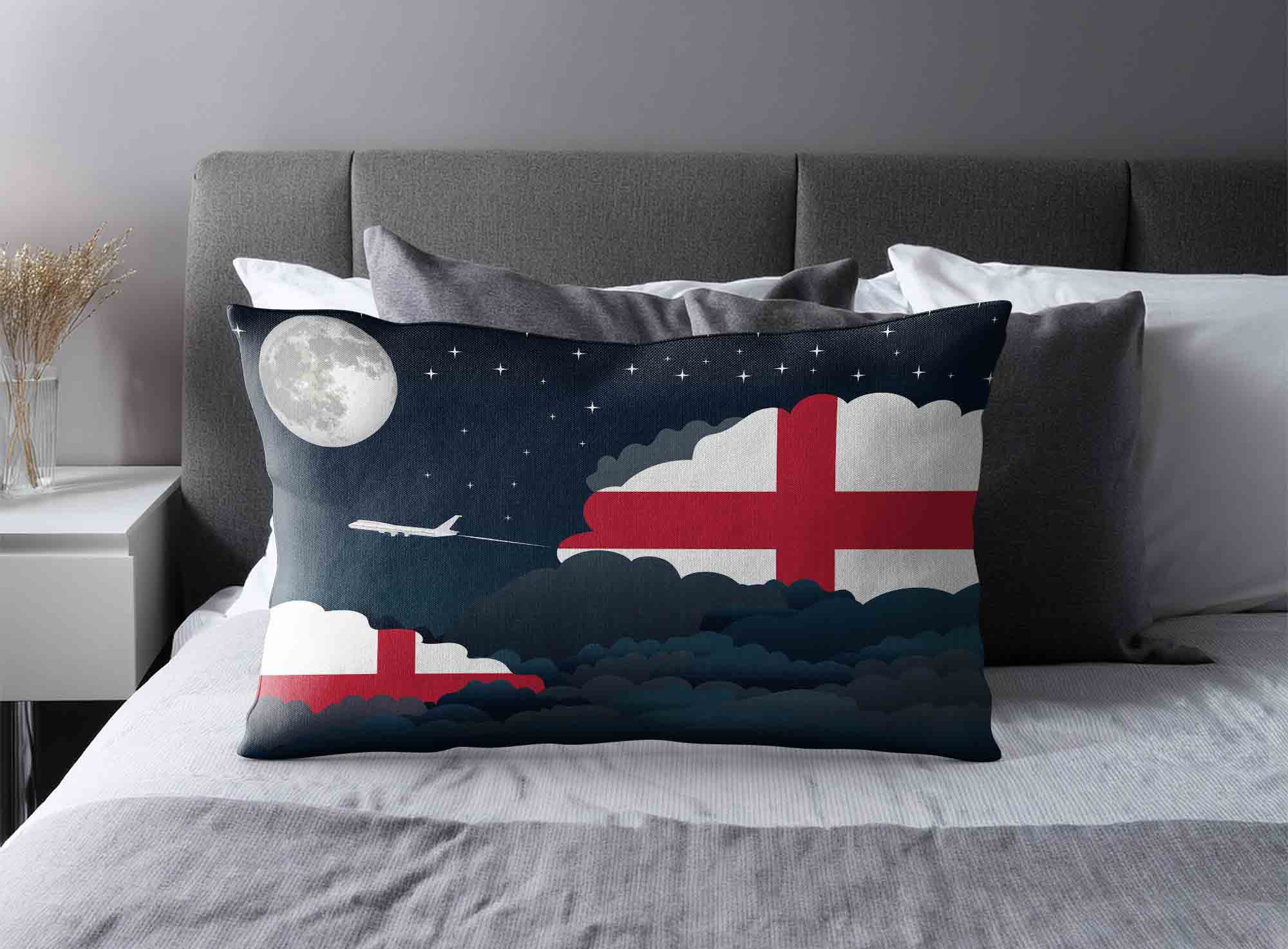England World Airplane Night Clouds Square & Rectangle Pillow Cases | Aviation Night Sky Decorative Throw Pillow Covers image 2