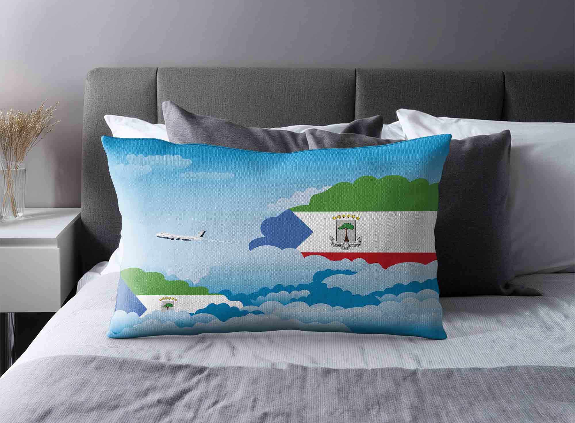 Equatorial Guinea World Airplane Day Clouds Square & Rectangle Pillow Cases | Aviation Sky Travel Decorative Throw Pillow Covers image 2