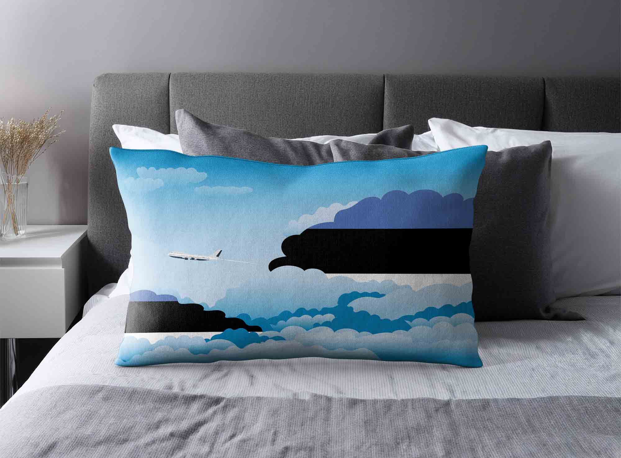 Estonia World Airplane Day Clouds Square & Rectangle Pillow Cases | Aviation Sky Travel Decorative Throw Pillow Covers image 2