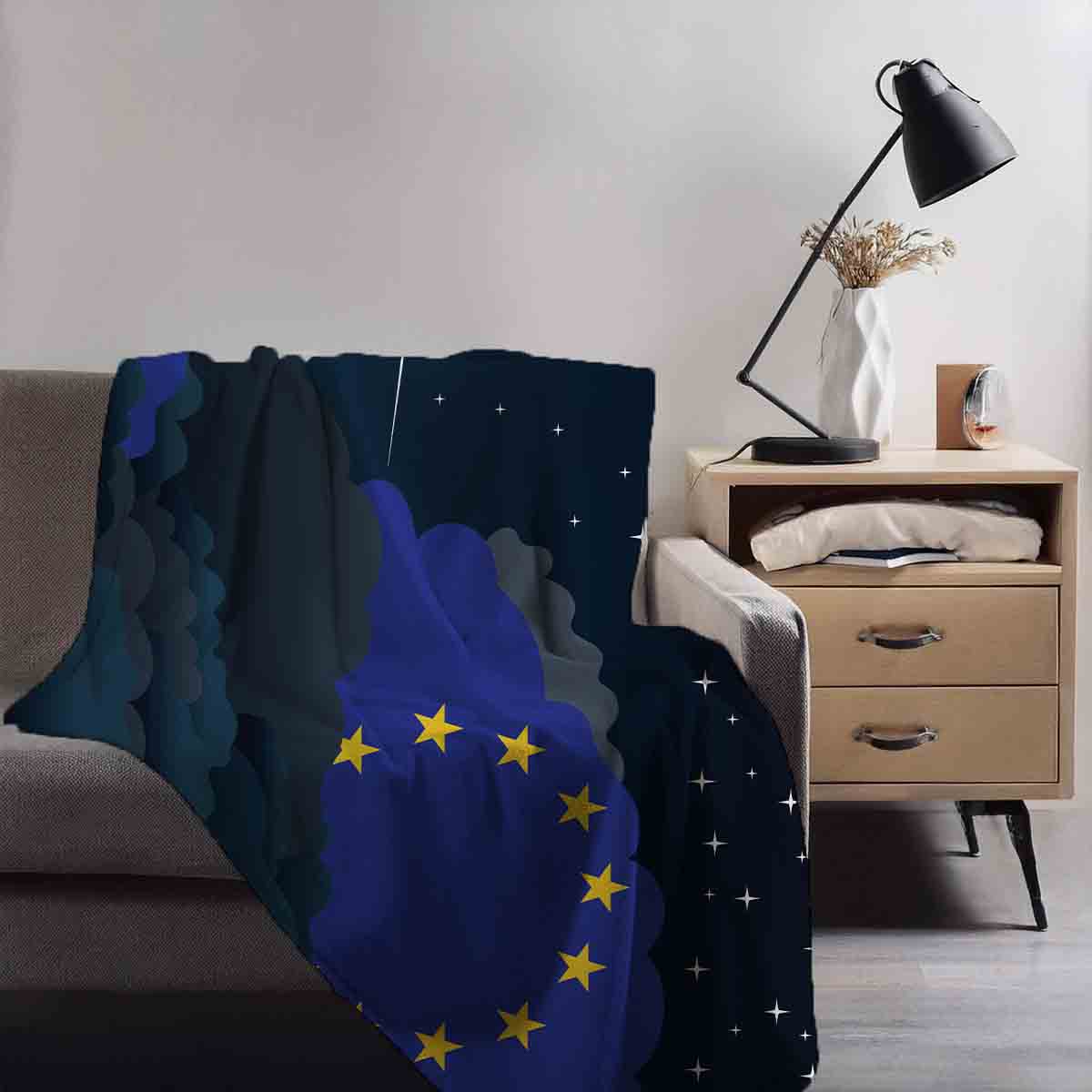 European Union Night Clouds Blanket Throw