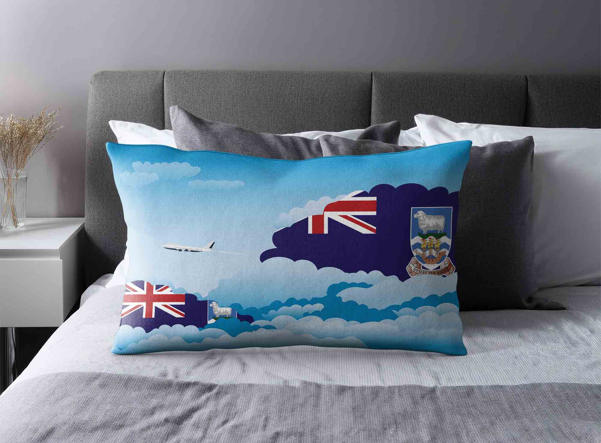Falkland Islands World Airplane Day Clouds Square & Rectangle Pillow Cases | Aviation Sky Travel Decorative Throw Pillow Covers image 2
