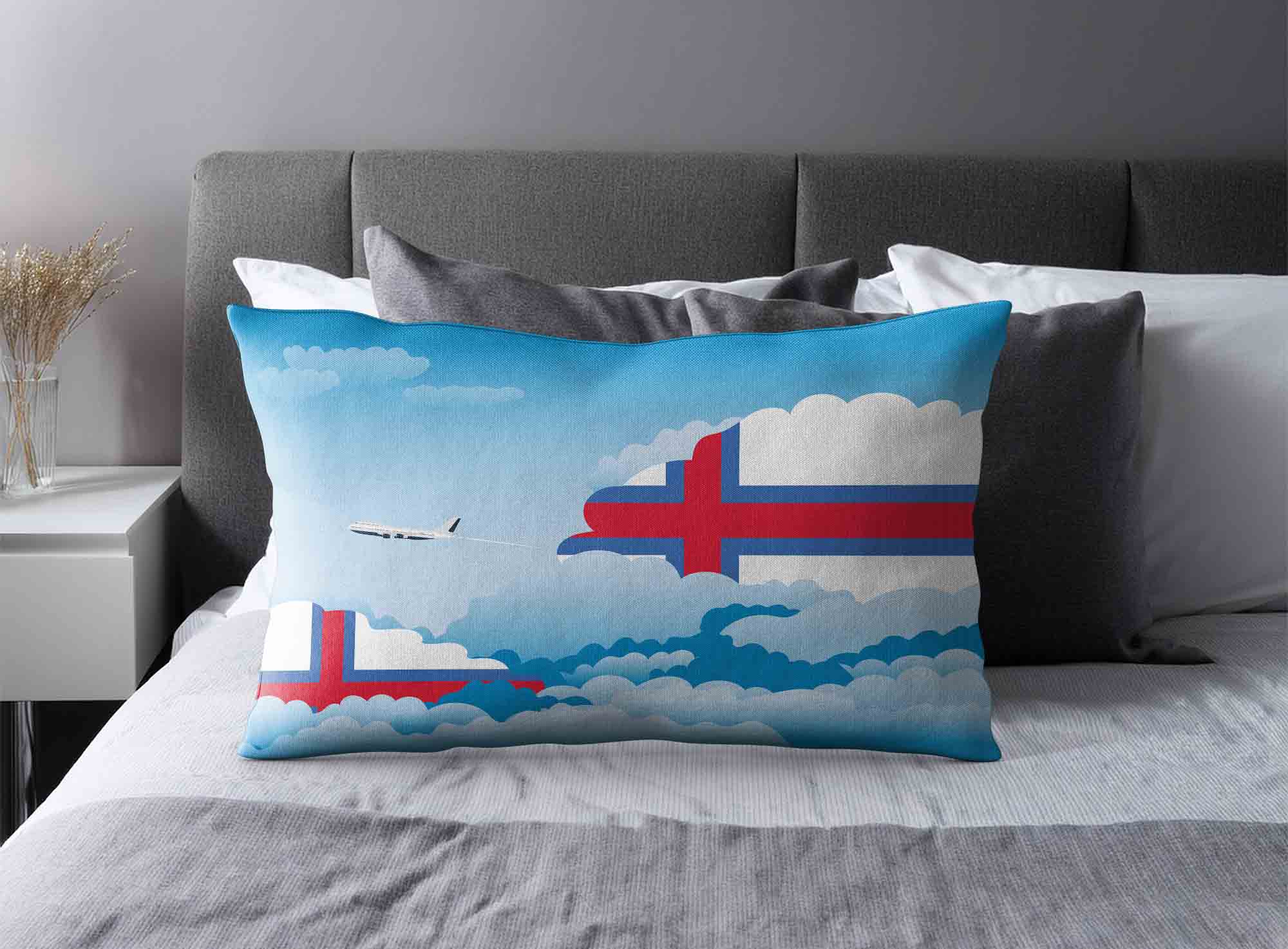 Faroe Islands World Airplane Day Clouds Square & Rectangle Pillow Cases | Aviation Sky Travel Decorative Throw Pillow Covers image 2