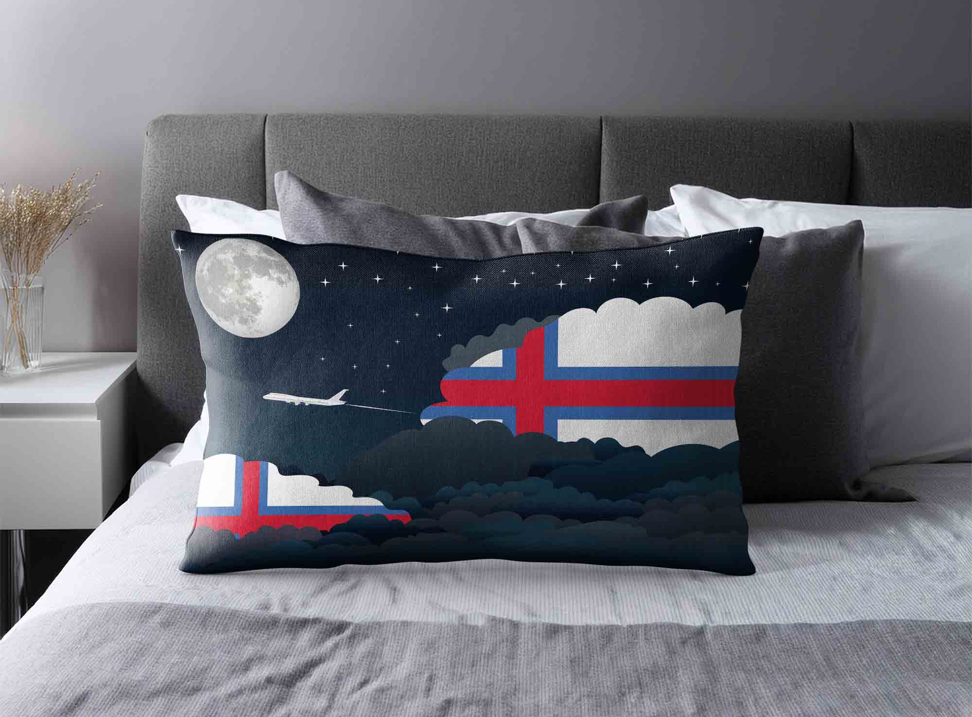 Faroe Islands World Airplane Night Clouds Square & Rectangle Pillow Cases | Aviation Night Sky Decorative Throw Pillow Covers image 2