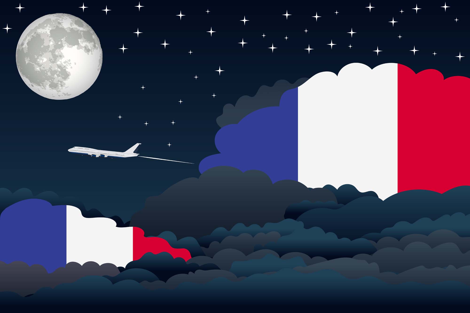 France Night Clouds Blanket Throw image 2