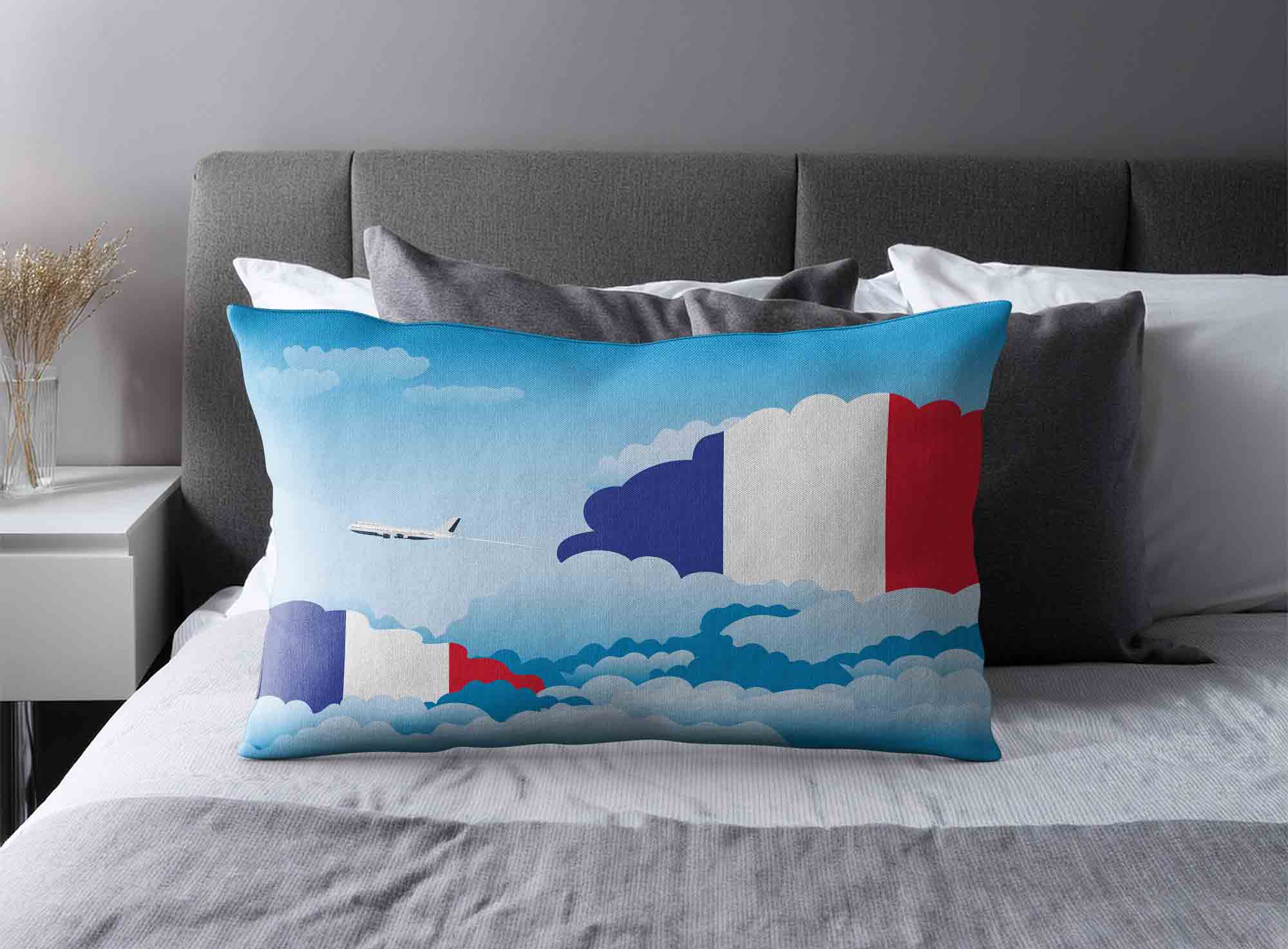 France World Airplane Day Clouds Square & Rectangle Pillow Cases | Aviation Sky Travel Decorative Throw Pillow Covers image 2