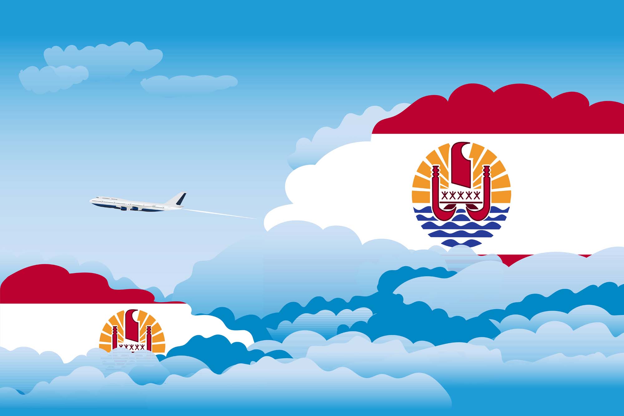 French Polynesia Day Clouds Blanket Throw image 2