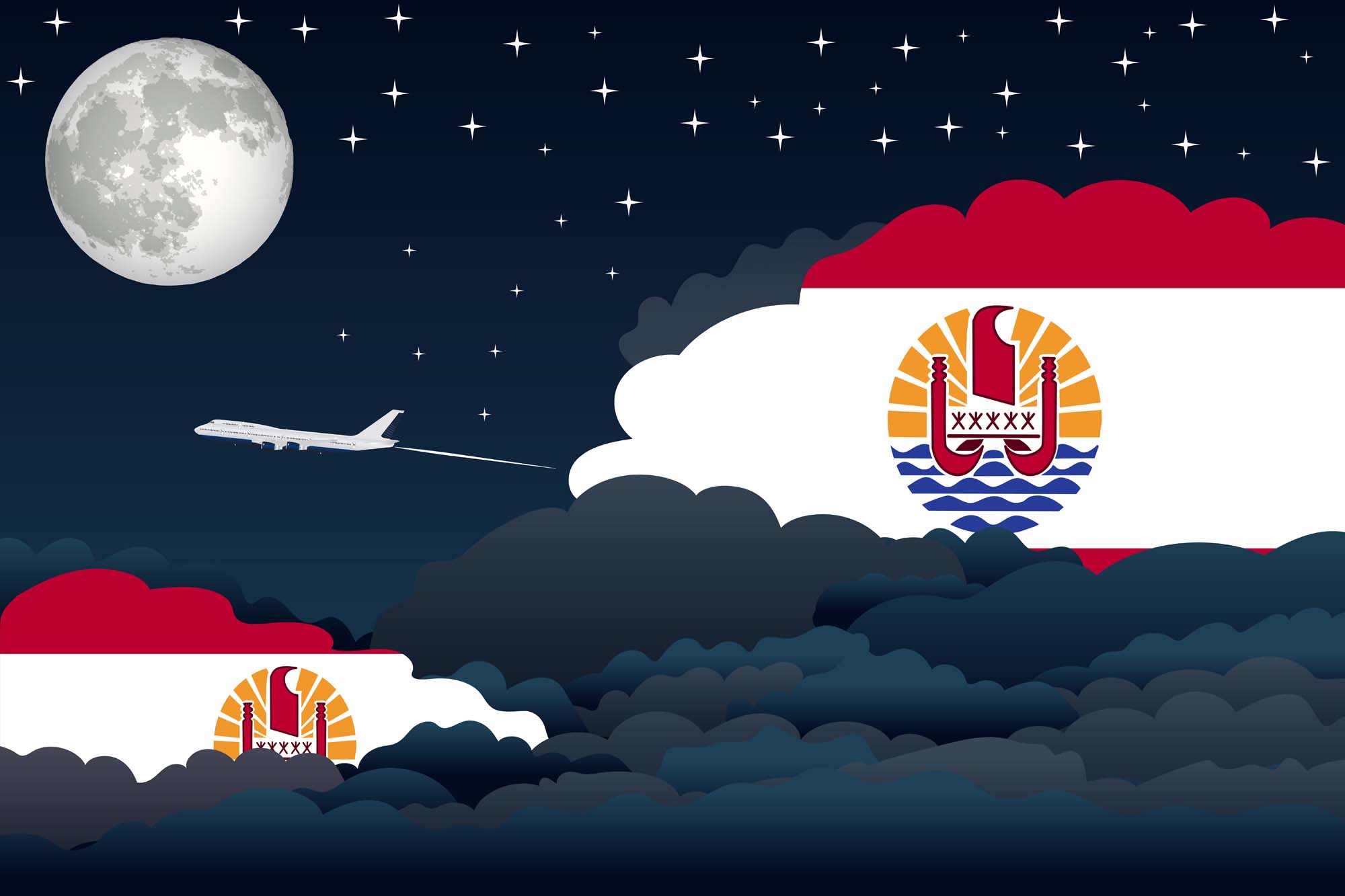 French Polynesia Night Clouds Blanket Throw image 2
