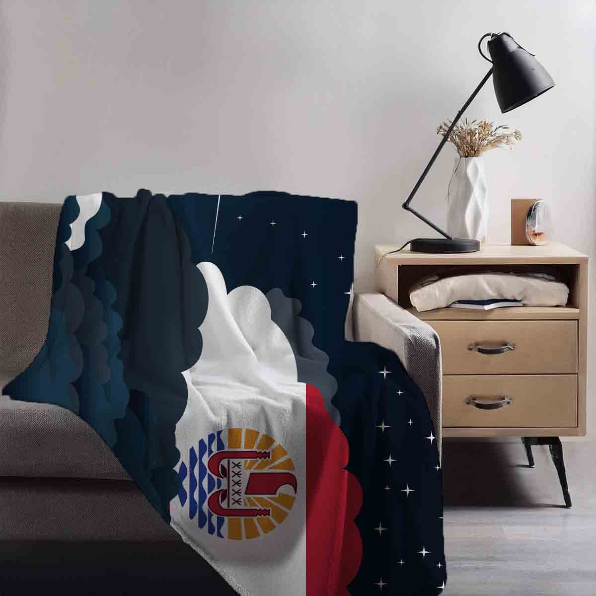 French Polynesia Night Clouds Blanket Throw