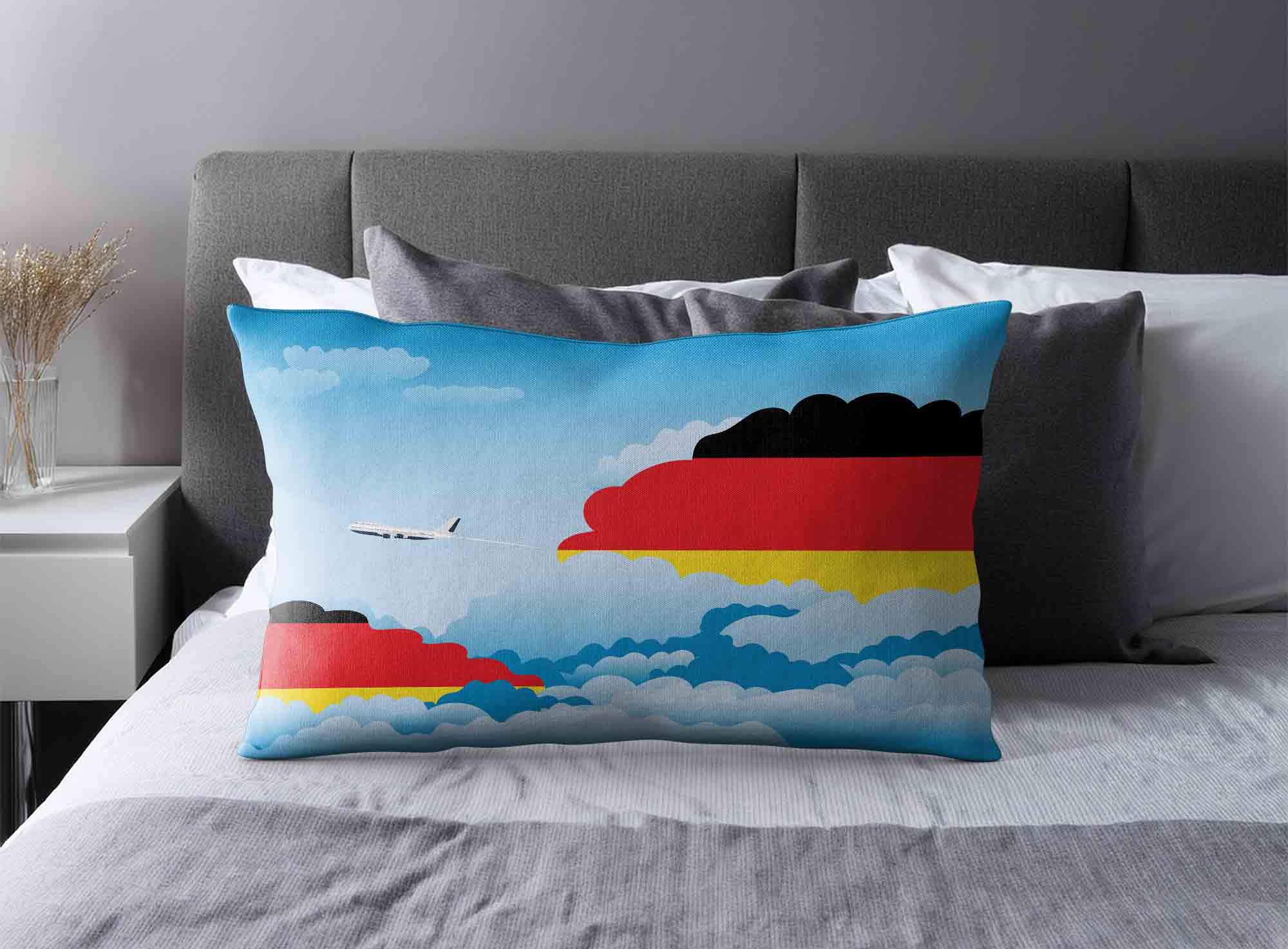 Germany World Airplane Day Clouds Square & Rectangle Pillow Cases | Aviation Sky Travel Decorative Throw Pillow Covers image 2