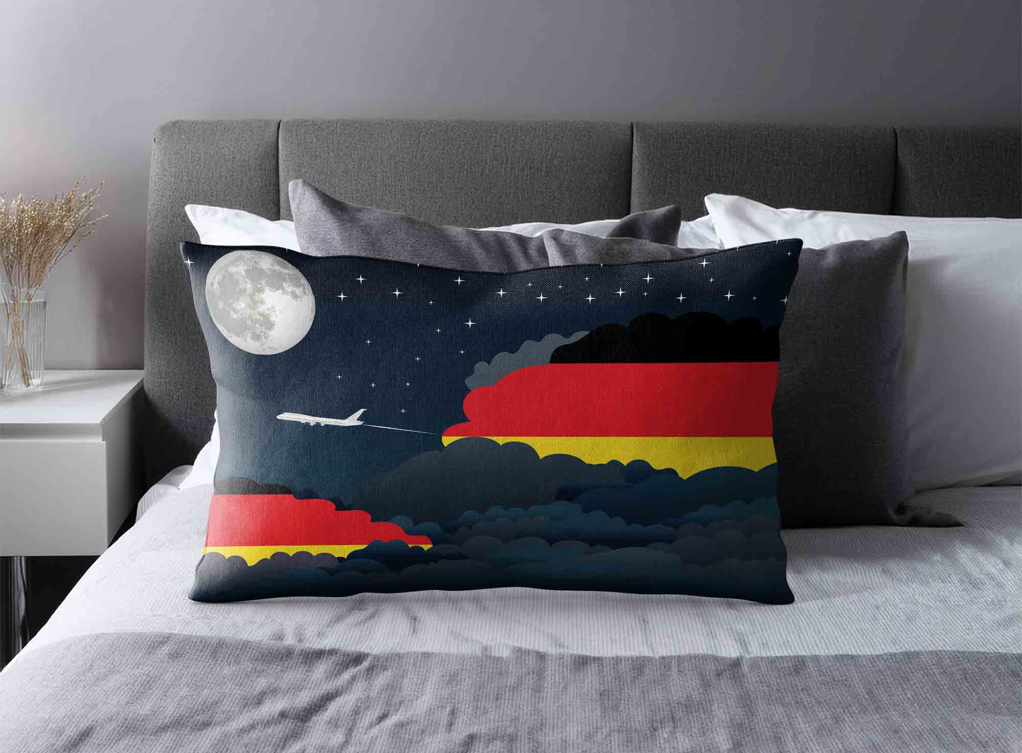 Germany World Airplane Night Clouds Square & Rectangle Pillow Cases | Aviation Night Sky Decorative Throw Pillow Covers image 2