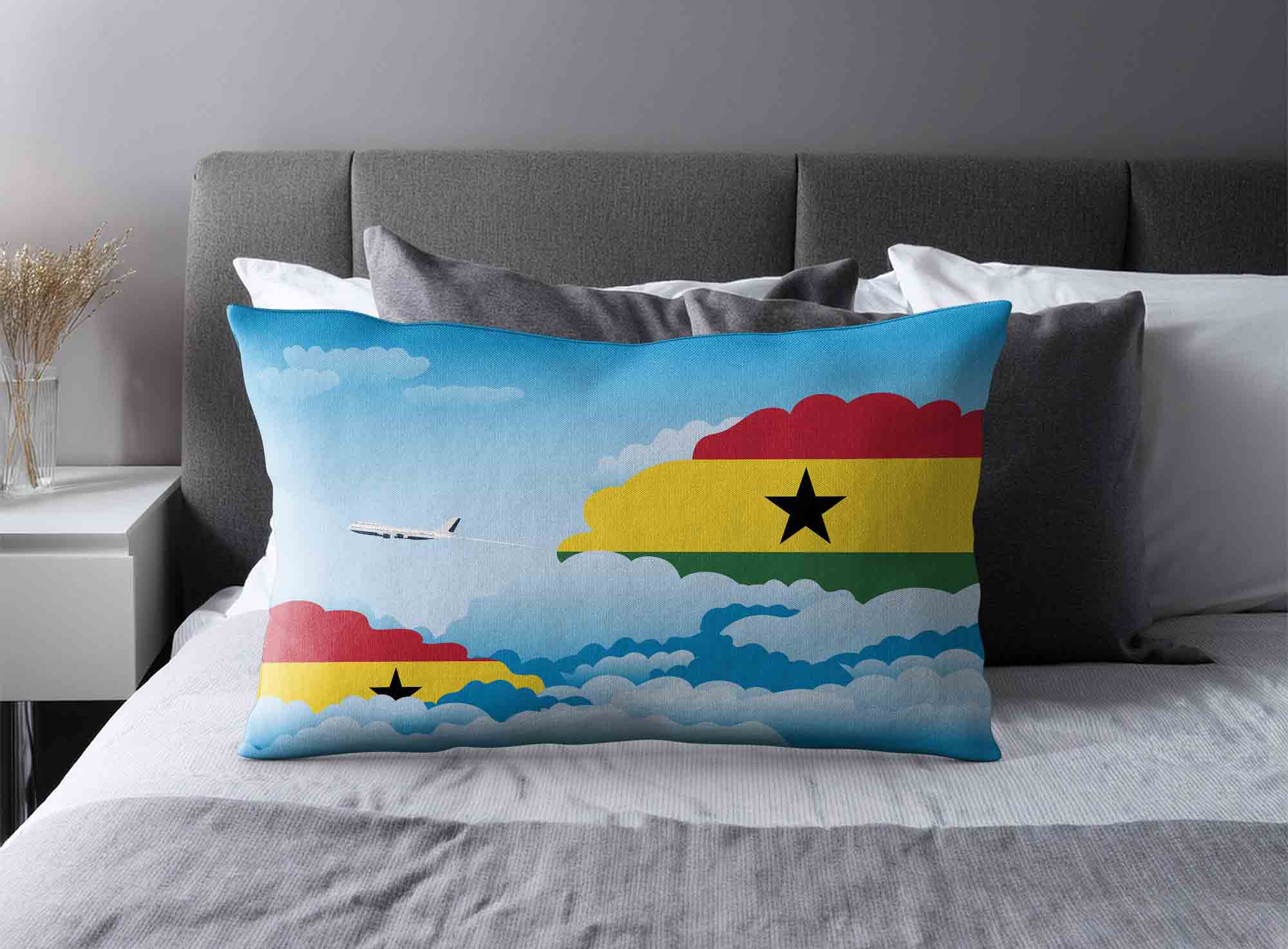 Ghana World Airplane Day Clouds Square & Rectangle Pillow Cases | Aviation Sky Travel Decorative Throw Pillow Covers image 2