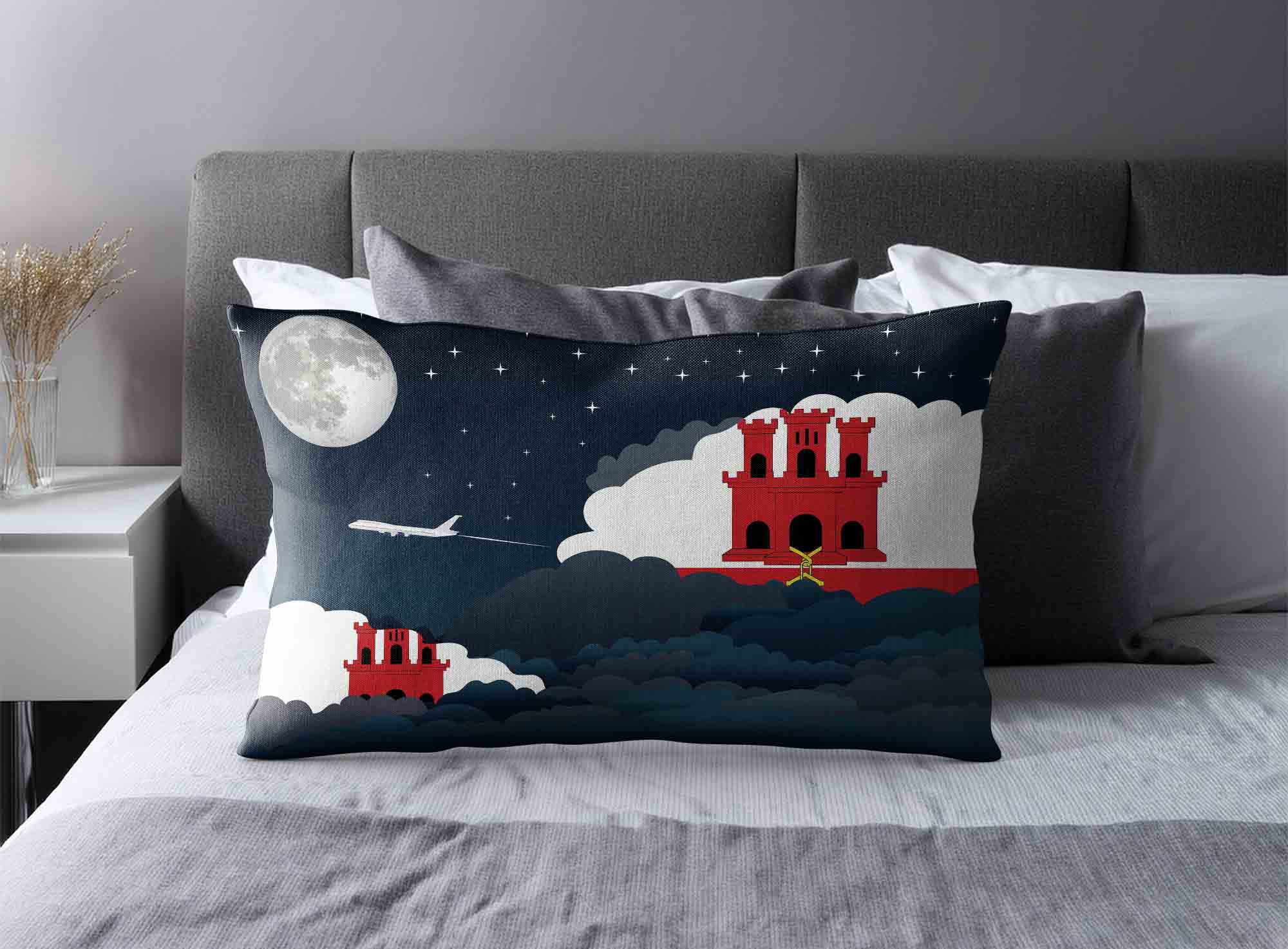 Gibraltar World Airplane Night Clouds Square & Rectangle Pillow Cases | Aviation Night Sky Decorative Throw Pillow Covers image 2