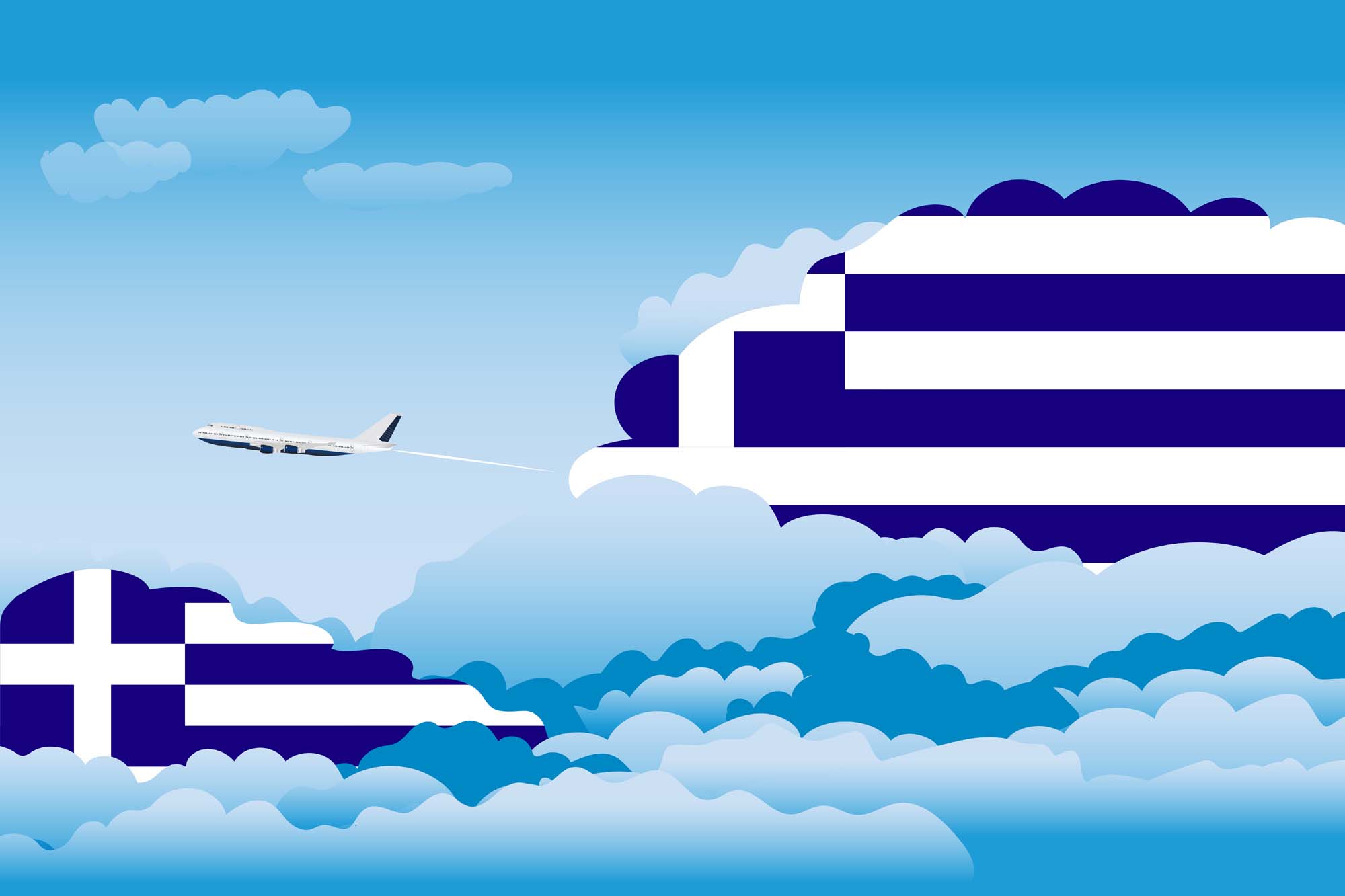 Greece Day Clouds Blanket Throw image 2
