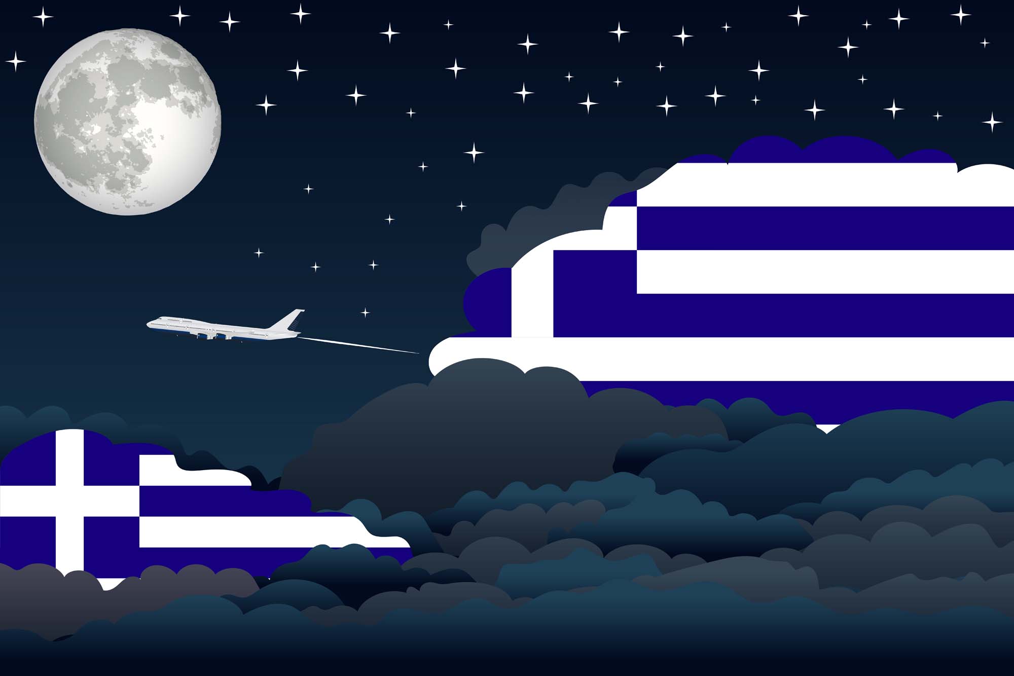 Greece Night Clouds Blanket Throw image 2