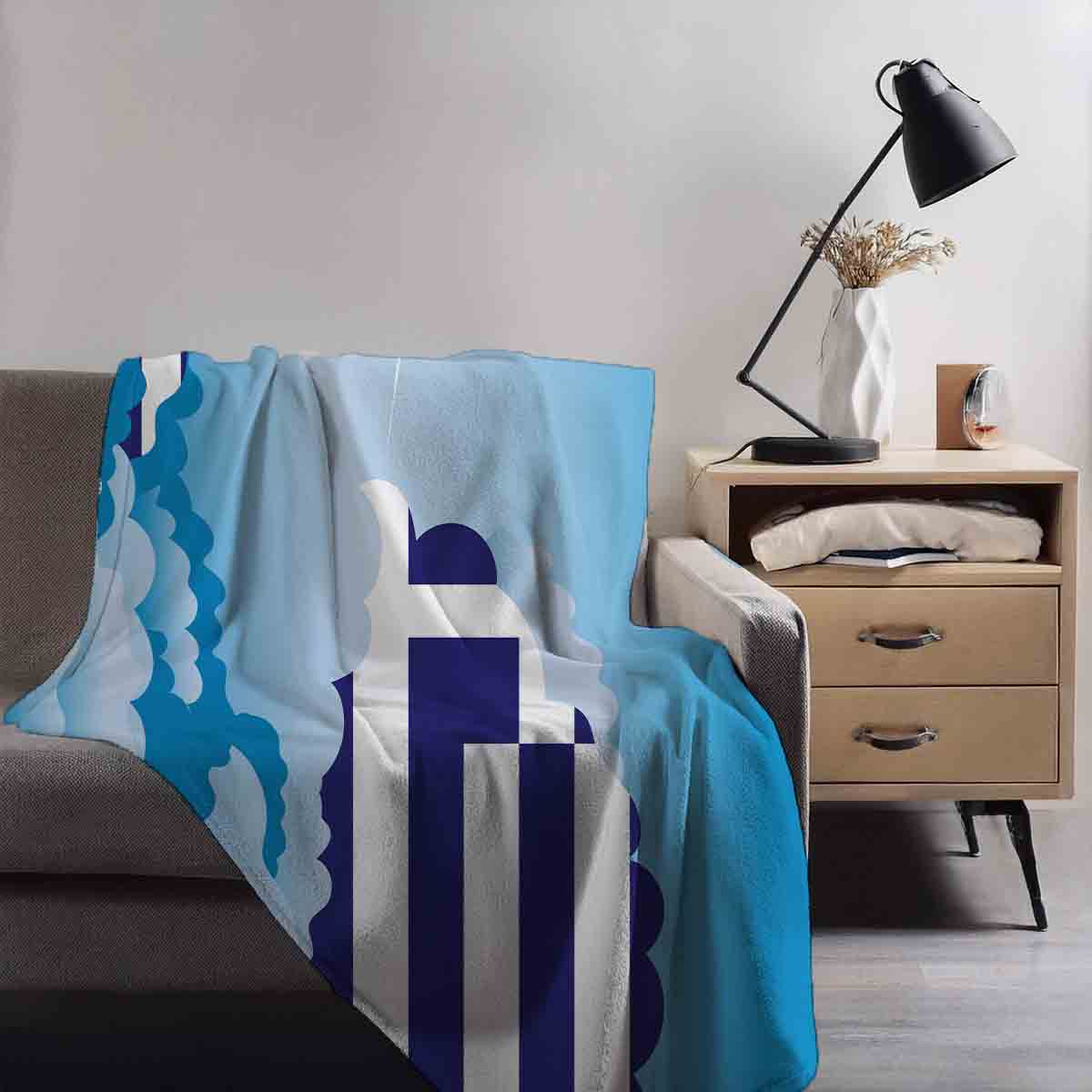 Greece Day Clouds Blanket Throw
