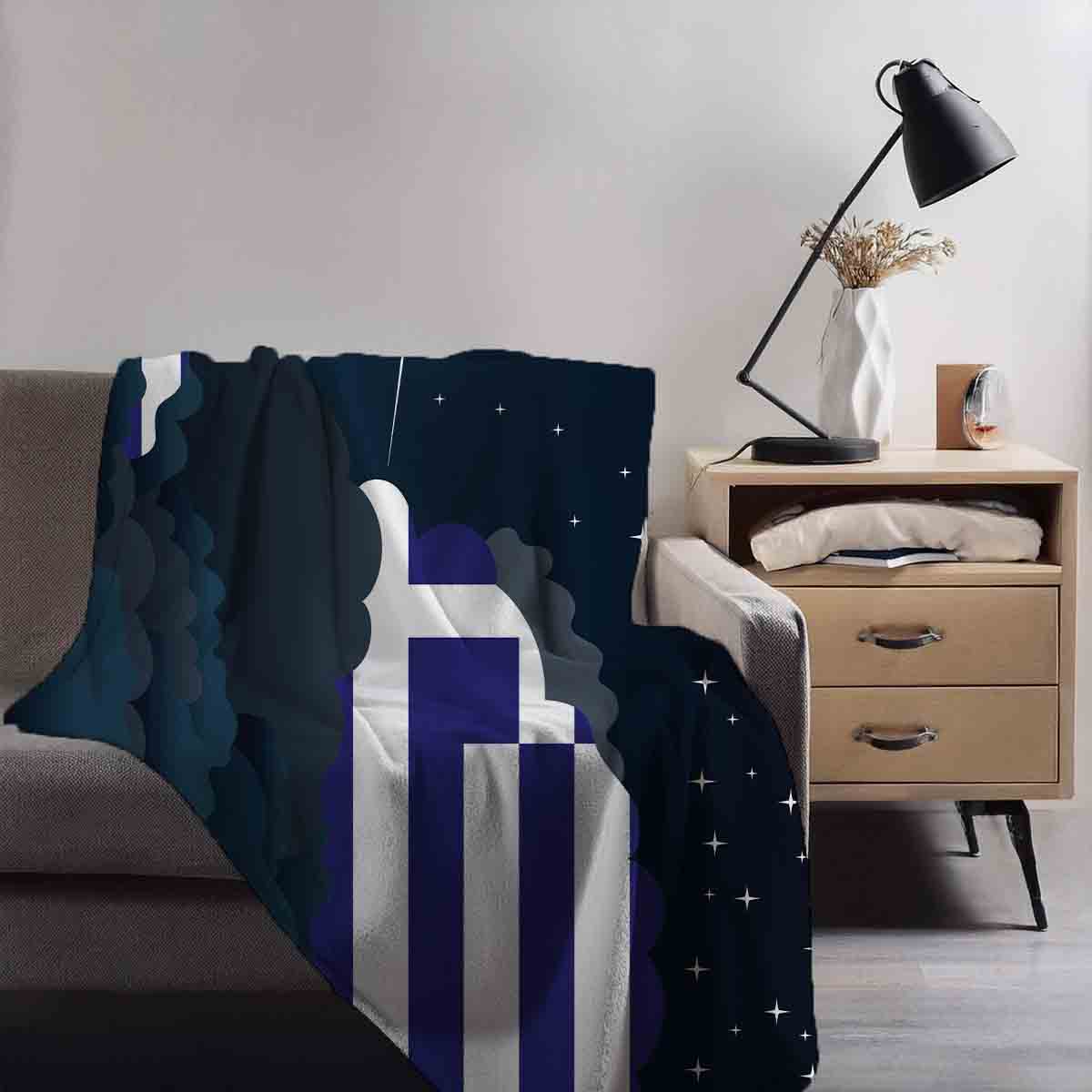 Greece Night Clouds Blanket Throw