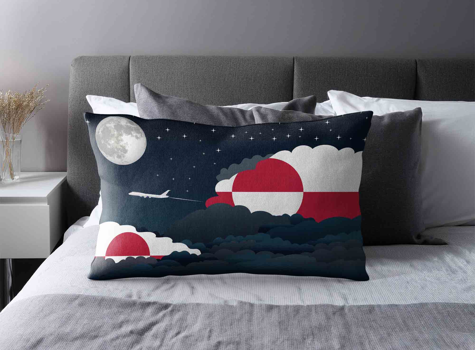 Greenland World Airplane Night Clouds Square & Rectangle Pillow Cases | Aviation Night Sky Decorative Throw Pillow Covers image 2