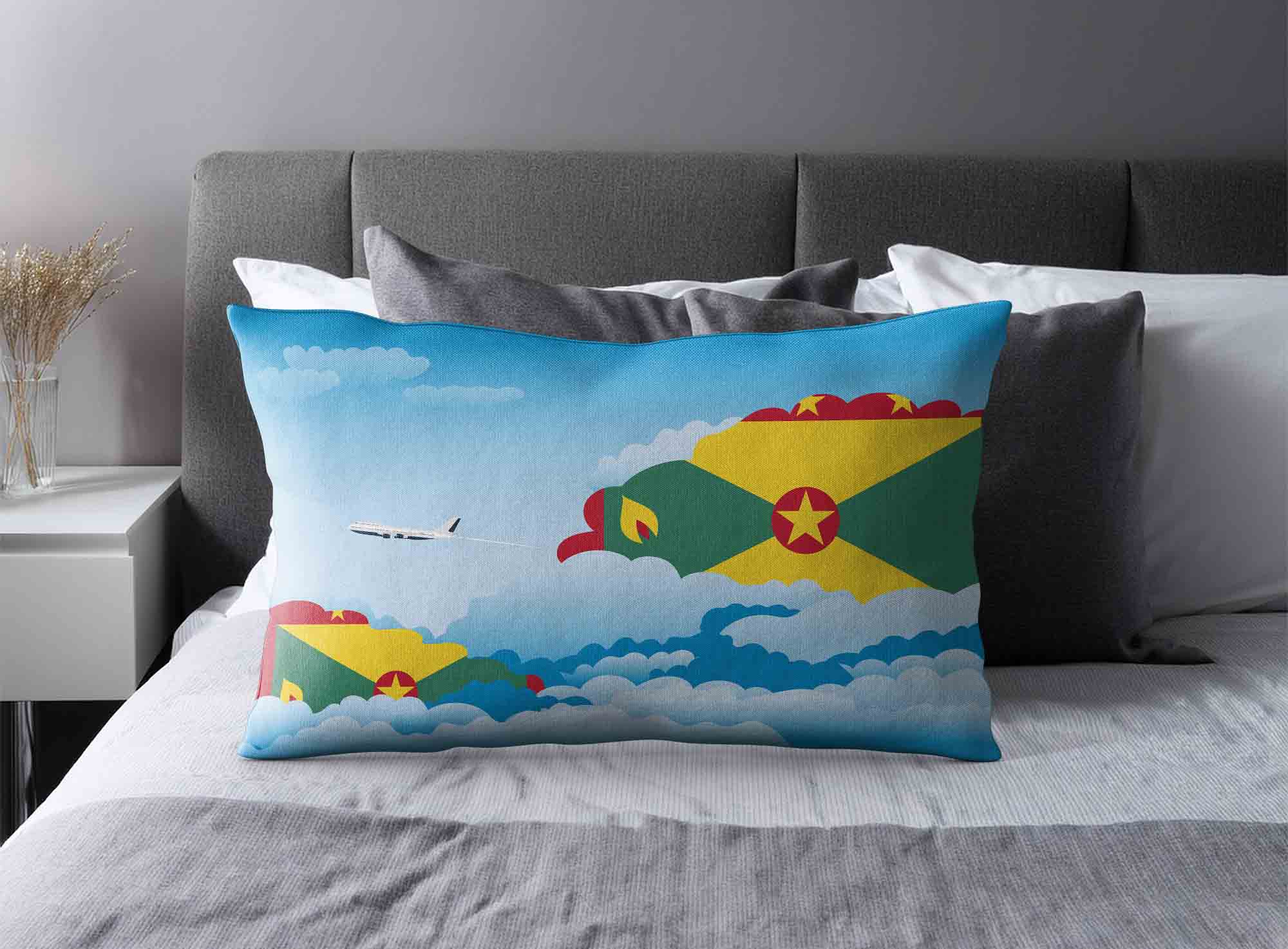 Grenada World Airplane Day Clouds Square & Rectangle Pillow Cases | Aviation Sky Travel Decorative Throw Pillow Covers image 2