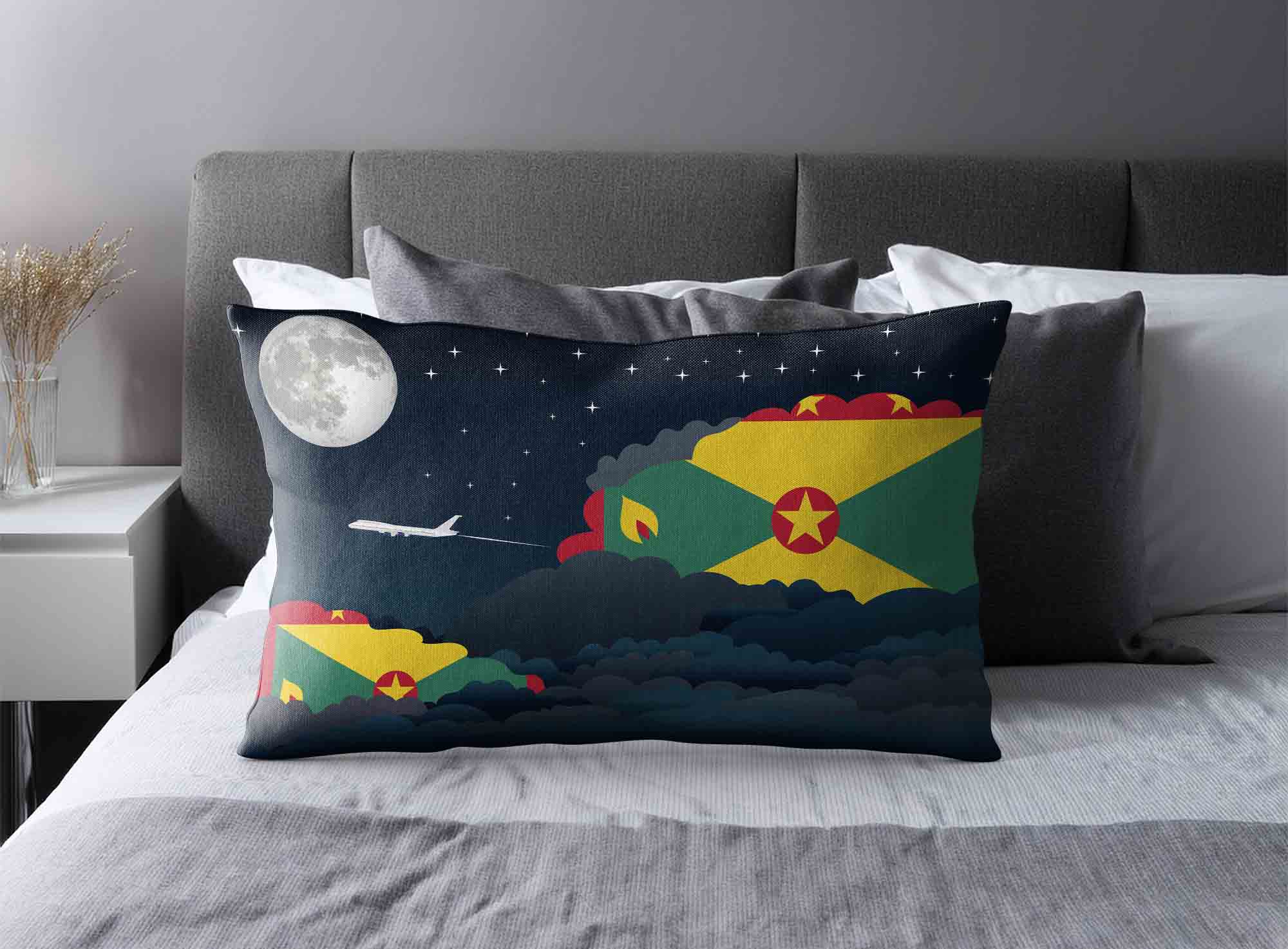 Grenada World Airplane Night Clouds Square & Rectangle Pillow Cases | Aviation Night Sky Decorative Throw Pillow Covers image 2