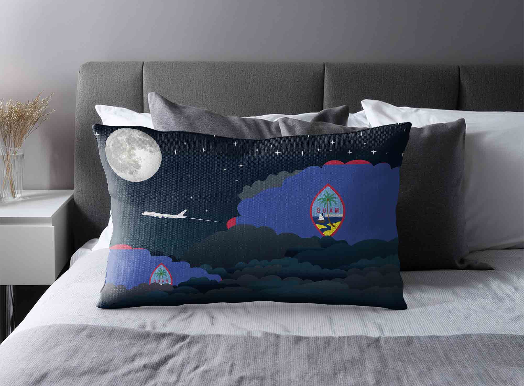 Guam World Airplane Night Clouds Square & Rectangle Pillow Cases | Aviation Night Sky Decorative Throw Pillow Covers image 2
