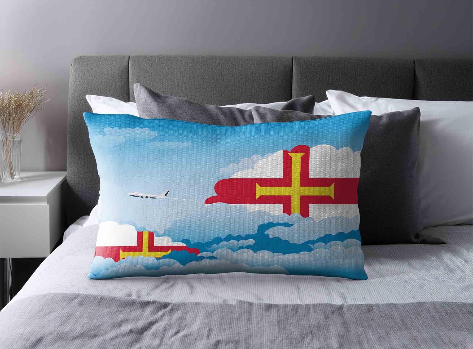 Guernsey World Airplane Day Clouds Square & Rectangle Pillow Cases | Aviation Sky Travel Decorative Throw Pillow Covers image 2
