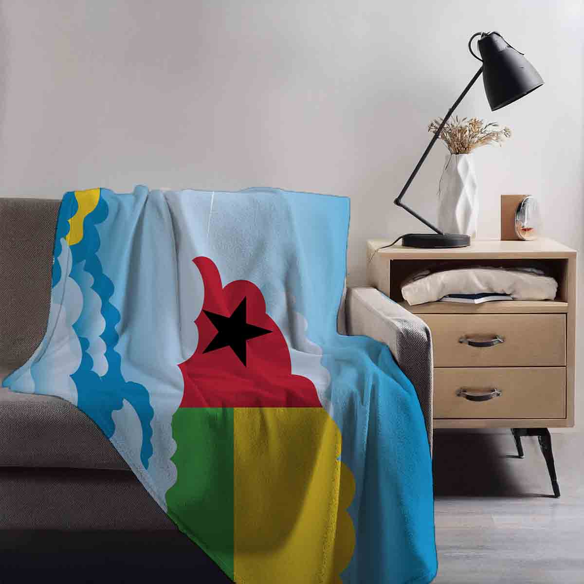 Guinea Bissau Day Clouds Blanket Throw