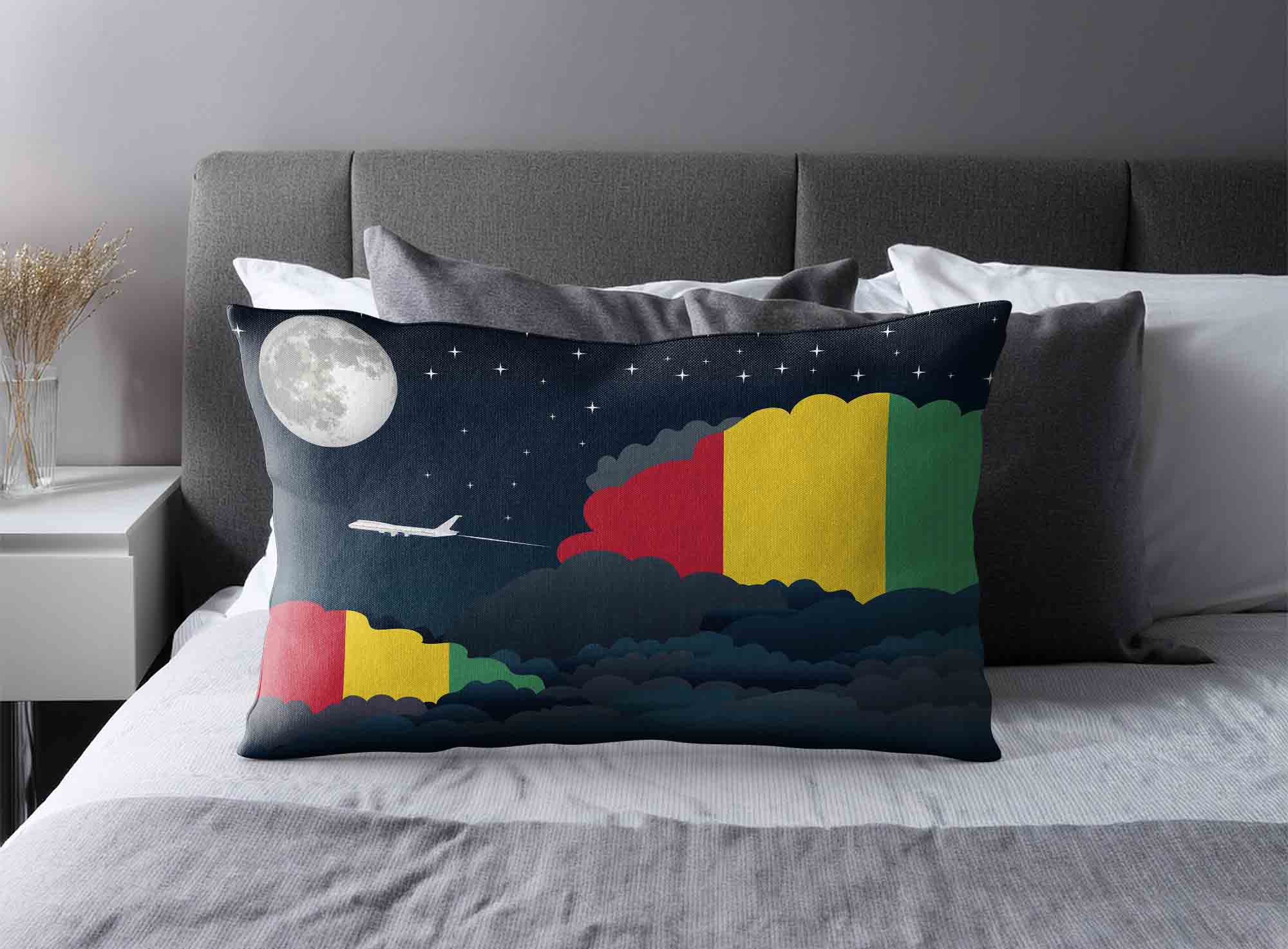 Guinea World Airplane Night Clouds Square & Rectangle Pillow Cases | Aviation Night Sky Decorative Throw Pillow Covers image 2