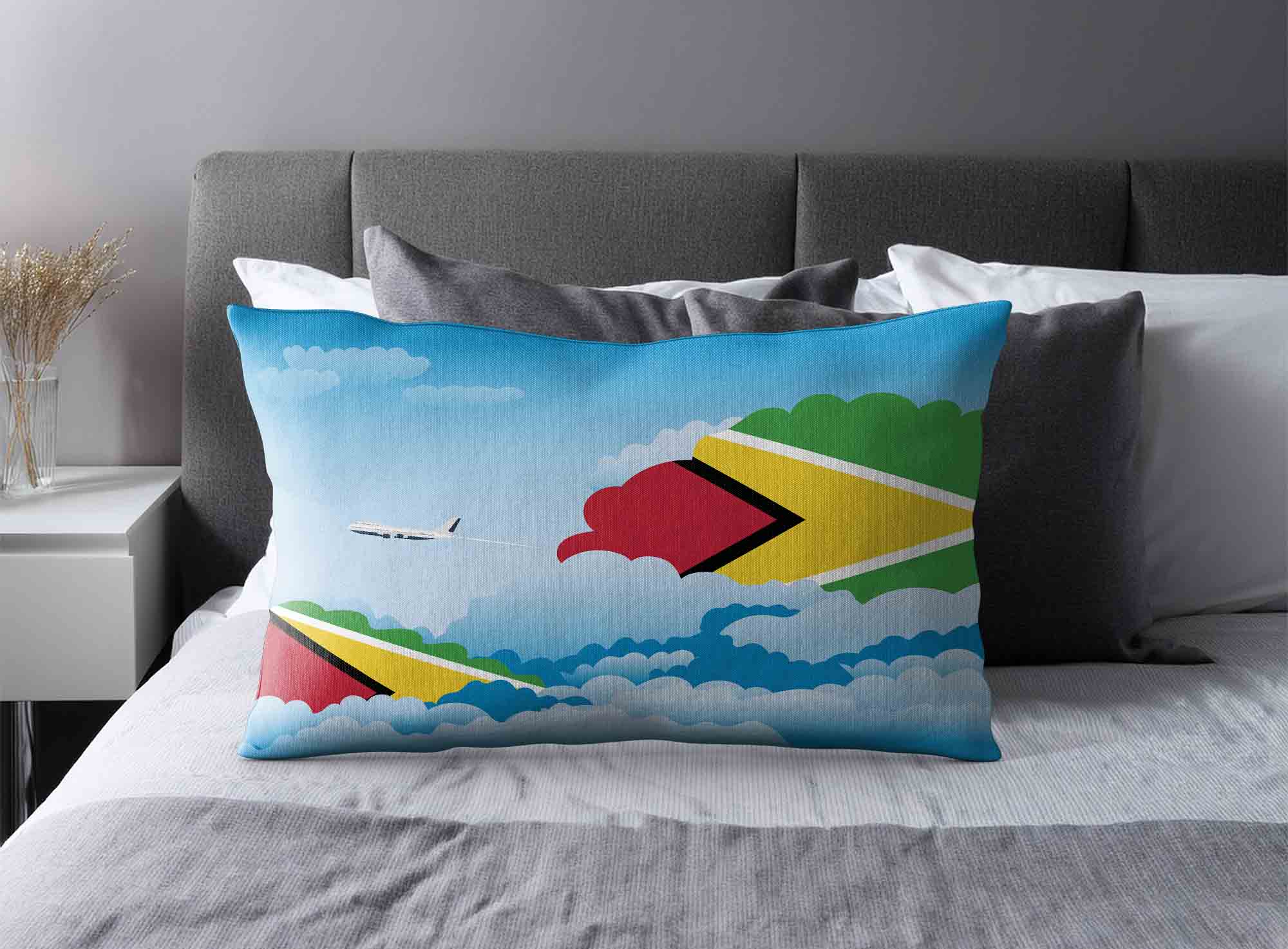 Guyana World Airplane Day Clouds Square & Rectangle Pillow Cases | Aviation Sky Travel Decorative Throw Pillow Covers image 2