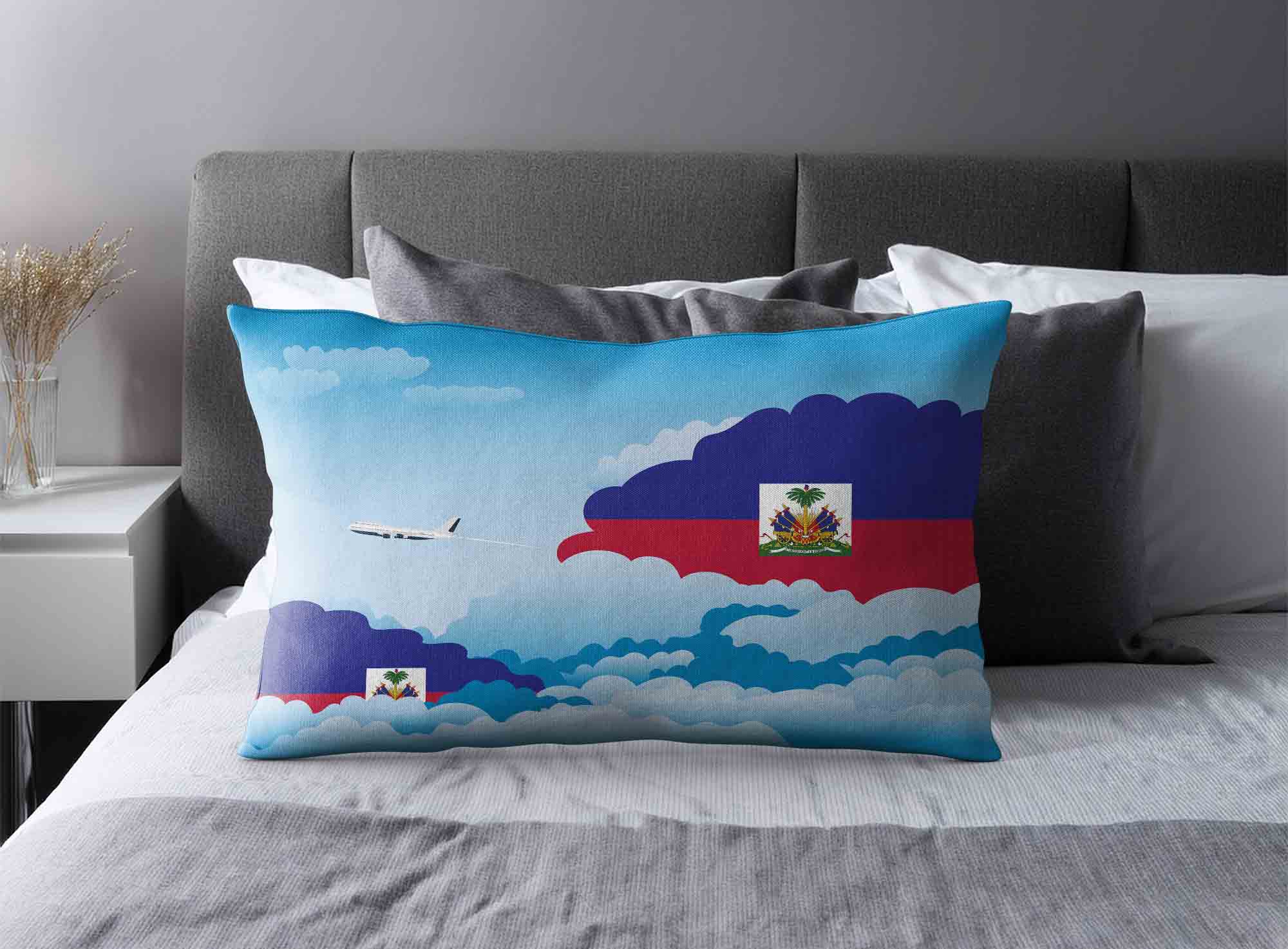 Haiti World Airplane Day Clouds Square & Rectangle Pillow Cases | Aviation Sky Travel Decorative Throw Pillow Covers image 2