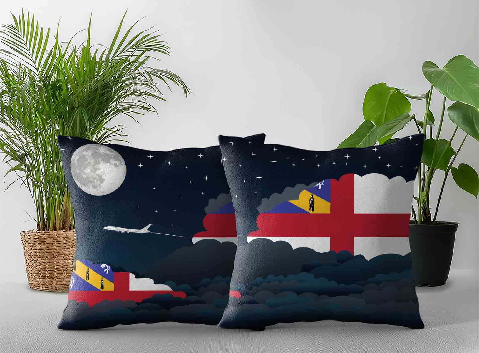Herm World Airplane Night Clouds Square & Rectangle Pillow Cases | Aviation Night Sky Decorative Throw Pillow Covers