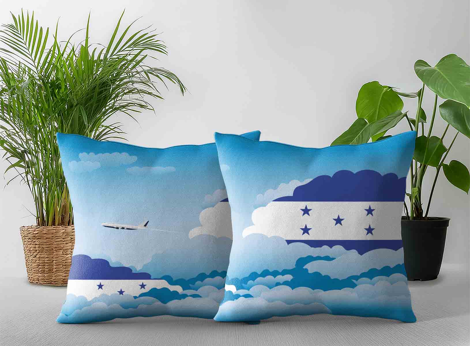 Honduras World Airplane Day Clouds Square & Rectangle Pillow Cases | Aviation Sky Travel Decorative Throw Pillow Covers