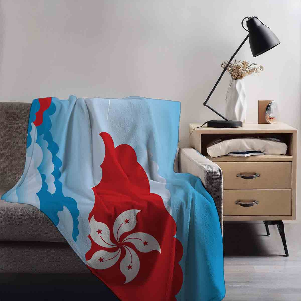 Hong Kong Day Clouds Blanket Throw