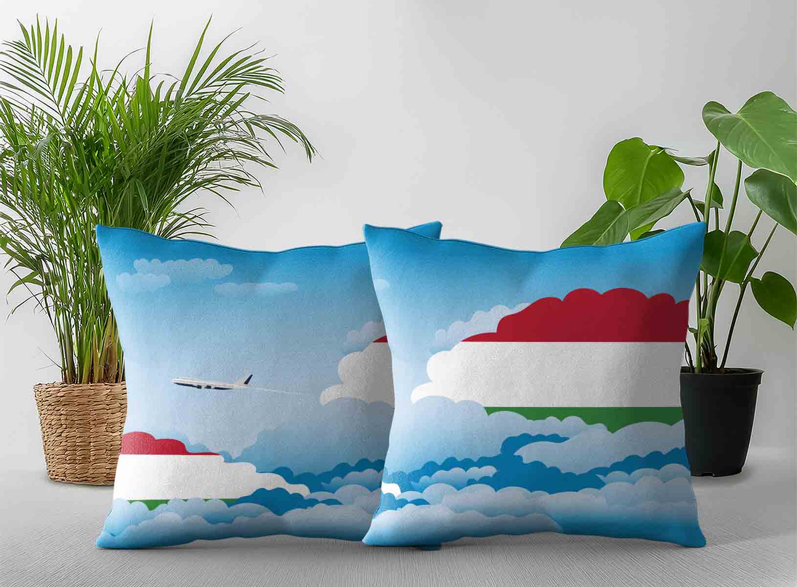 Hungary World Airplane Day Clouds Square & Rectangle Pillow Cases | Aviation Sky Travel Decorative Throw Pillow Covers
