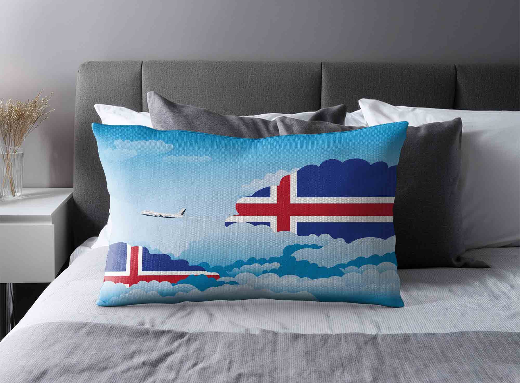 Iceland World Airplane Day Clouds Square & Rectangle Pillow Cases | Aviation Sky Travel Decorative Throw Pillow Covers image 2