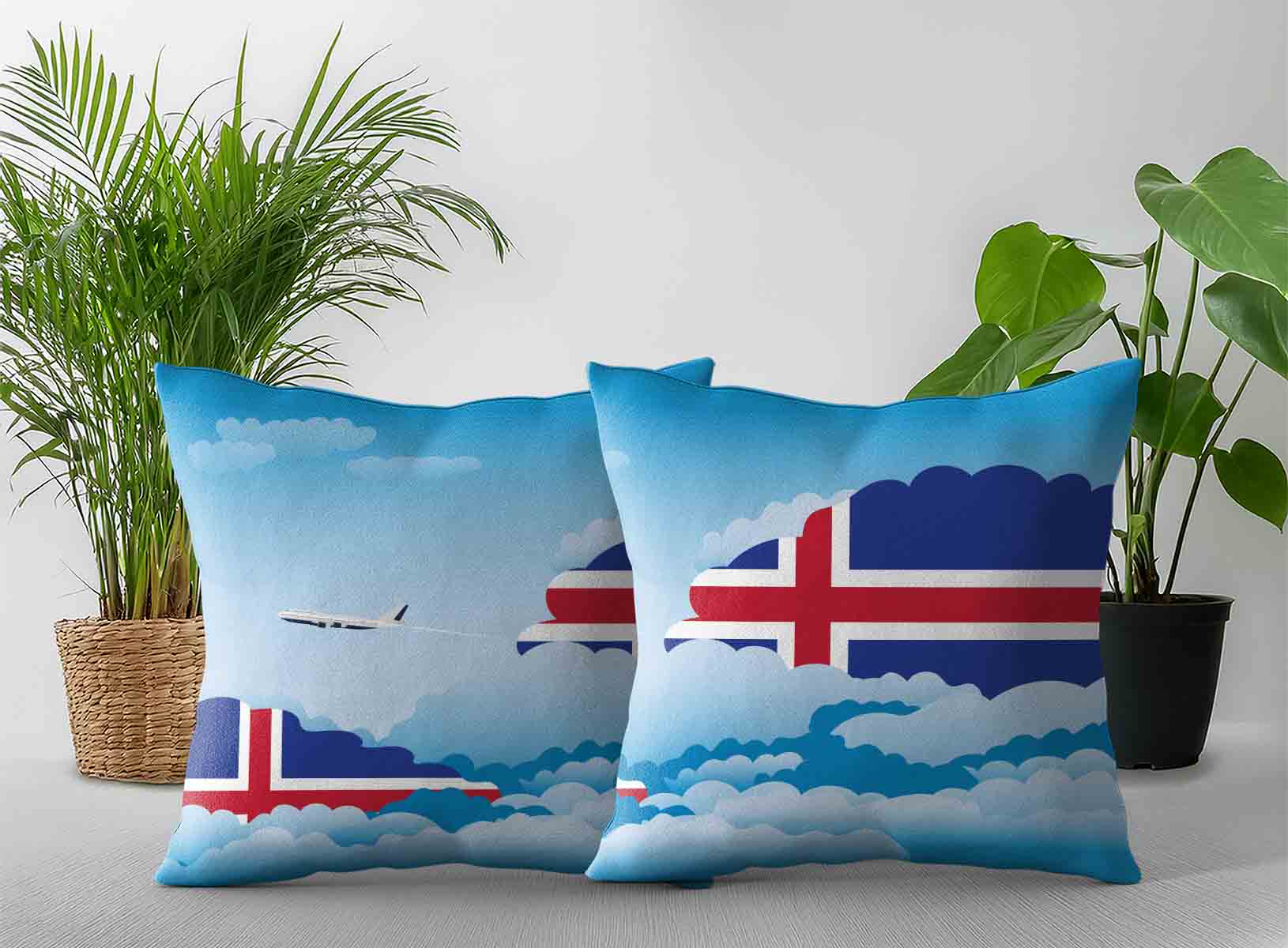 Iceland World Airplane Day Clouds Square & Rectangle Pillow Cases | Aviation Sky Travel Decorative Throw Pillow Covers