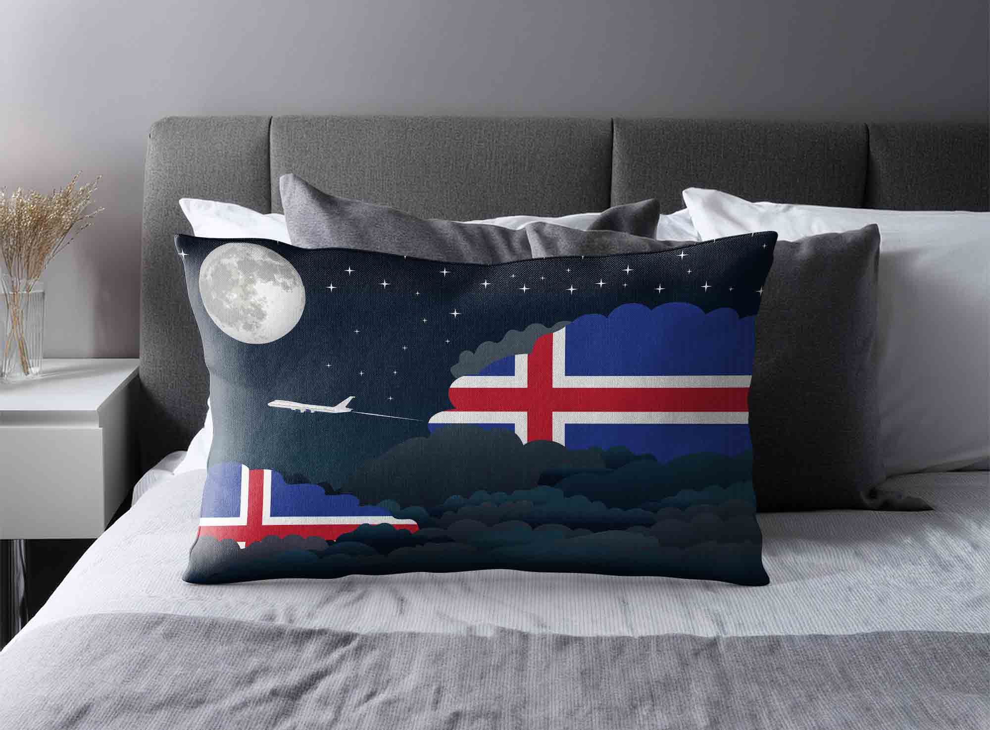 Iceland World Airplane Night Clouds Square & Rectangle Pillow Cases | Aviation Night Sky Decorative Throw Pillow Covers image 2