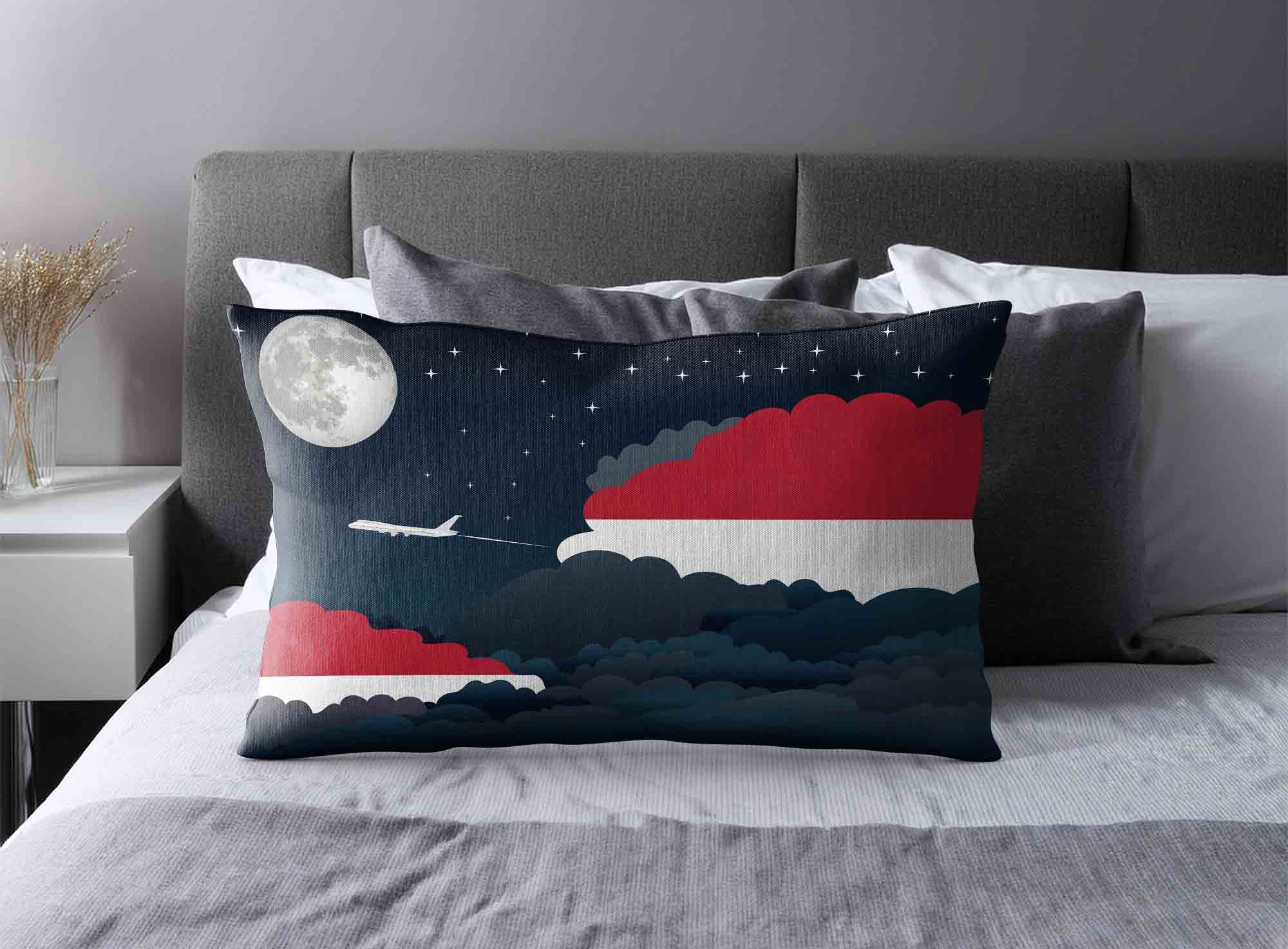 Indonesia World Airplane Night Clouds Square & Rectangle Pillow Cases | Aviation Night Sky Decorative Throw Pillow Covers image 2