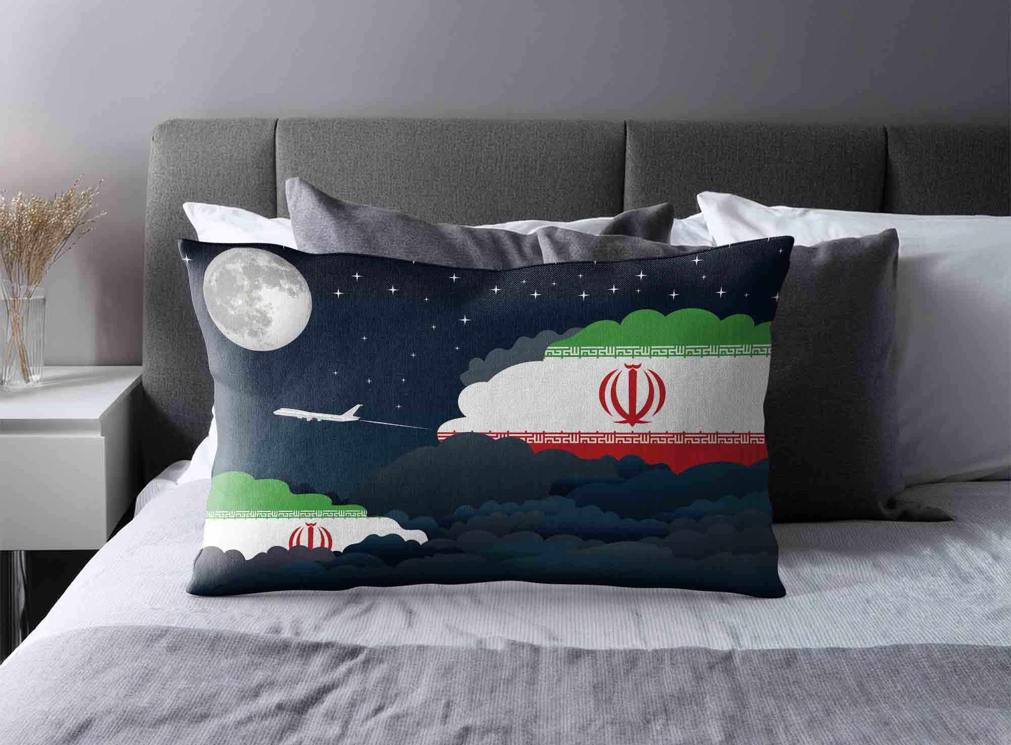 Iran World Airplane Night Clouds Square & Rectangle Pillow Cases | Aviation Night Sky Decorative Throw Pillow Covers image 2