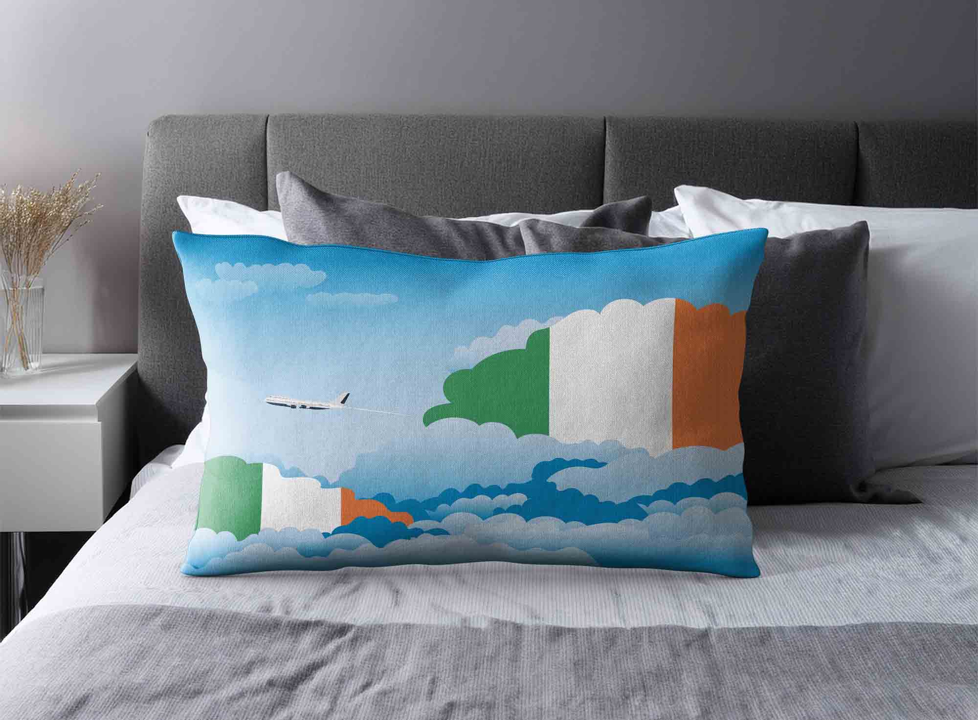 Ireland World Airplane Day Clouds Square & Rectangle Pillow Cases | Aviation Sky Travel Decorative Throw Pillow Covers image 2